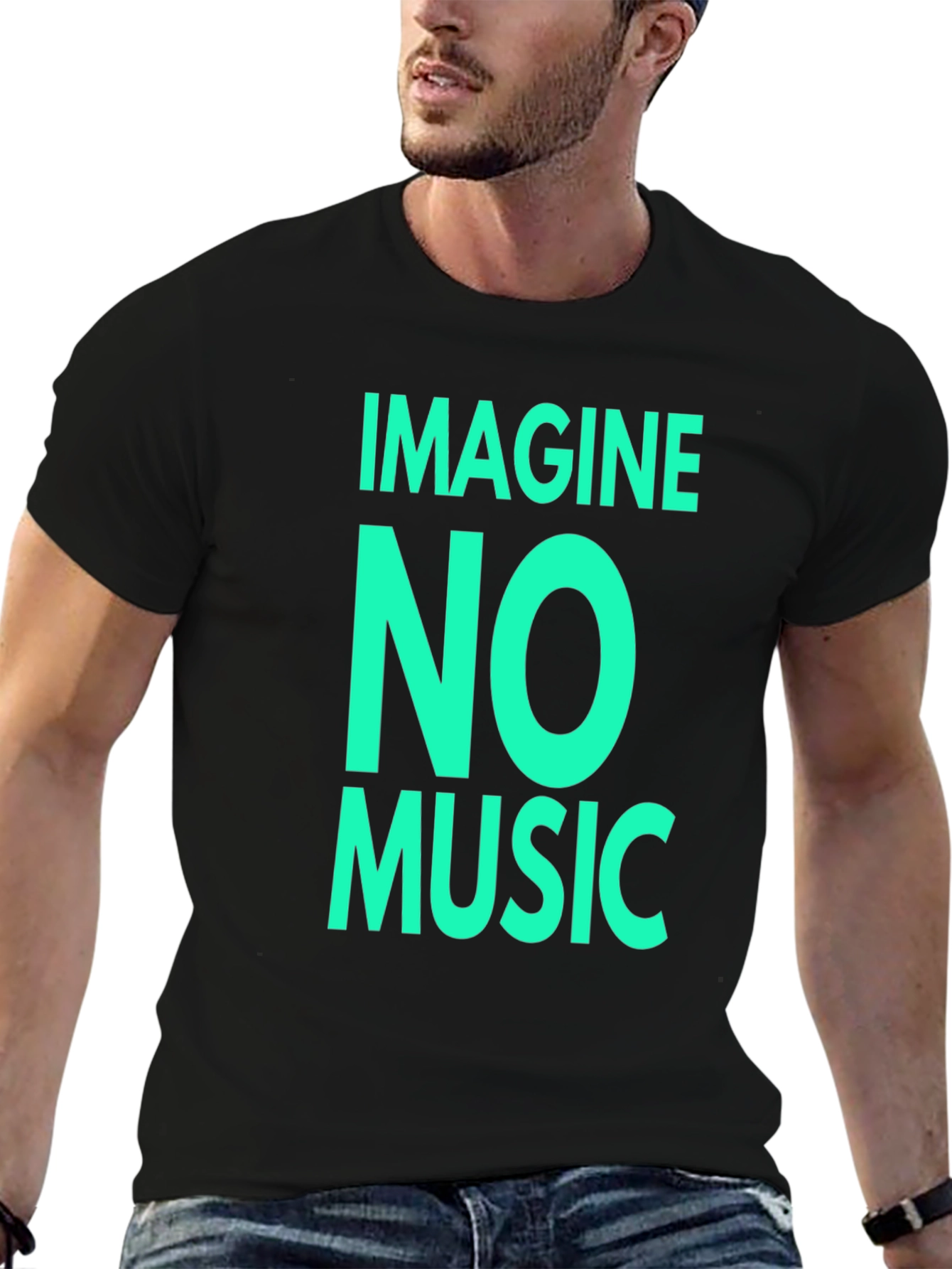 Imagine No Music Black Graphic Tee