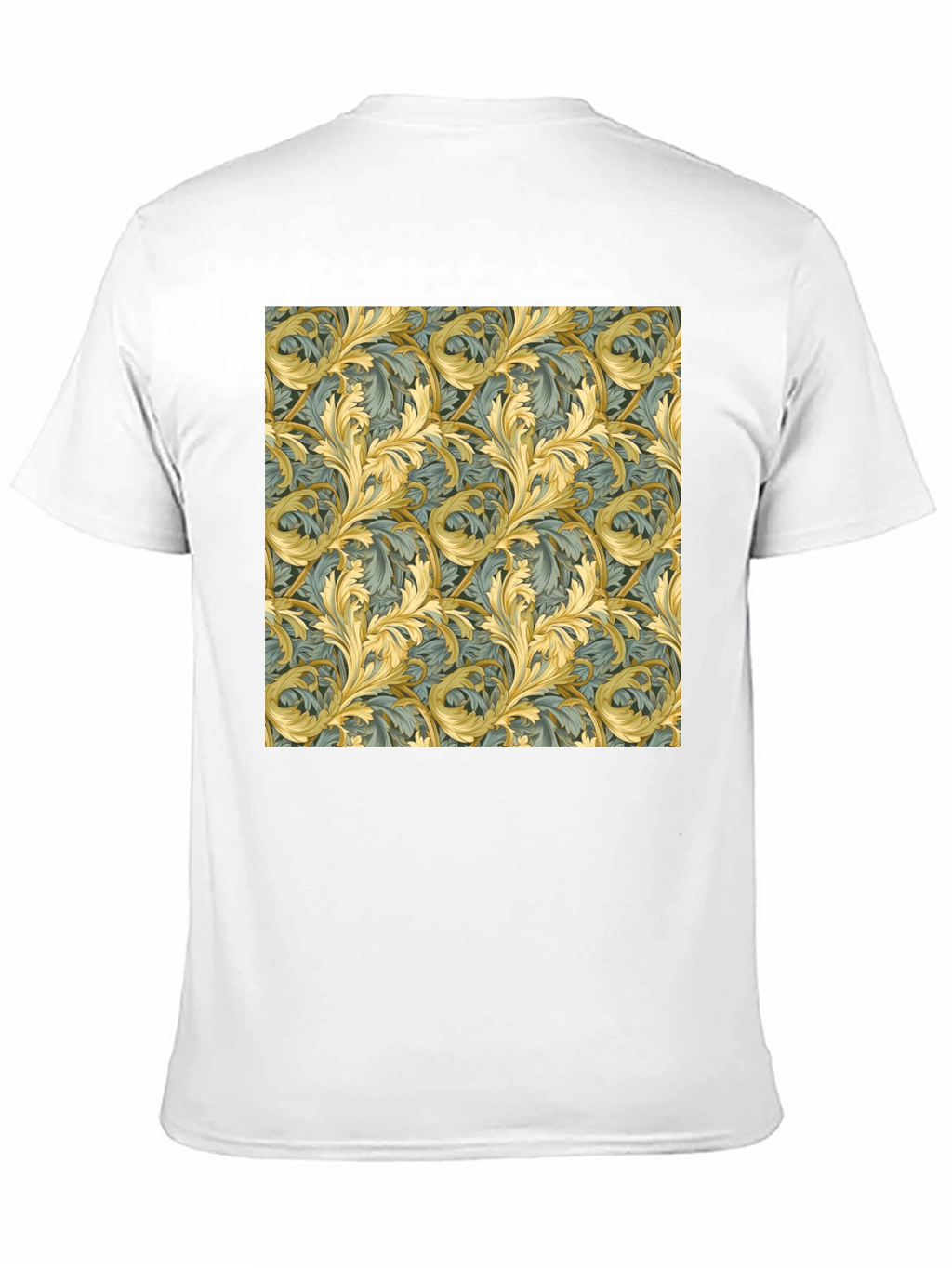 Ornate Leaf Pattern Black T-Shirt