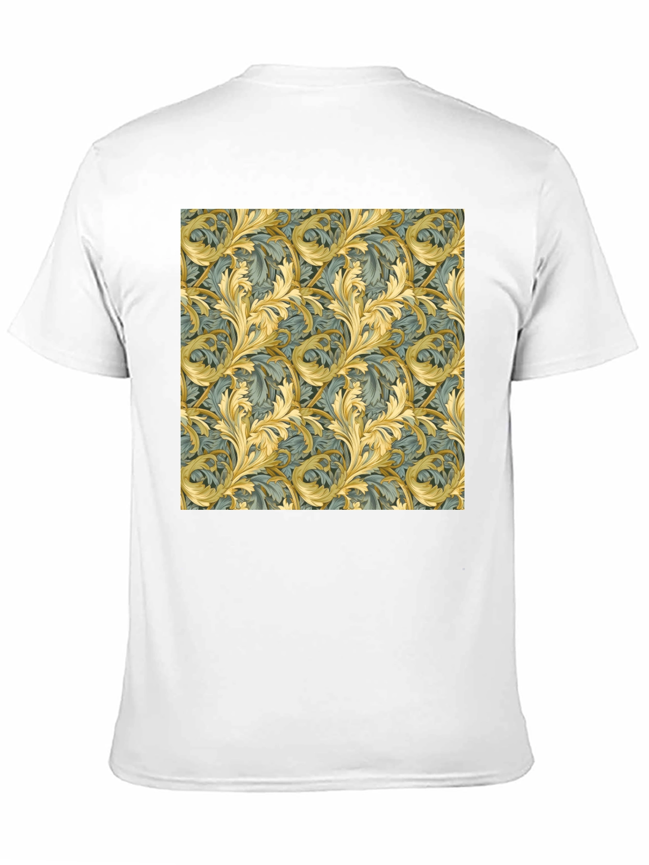 Ornate Leaf Pattern Black T-Shirt