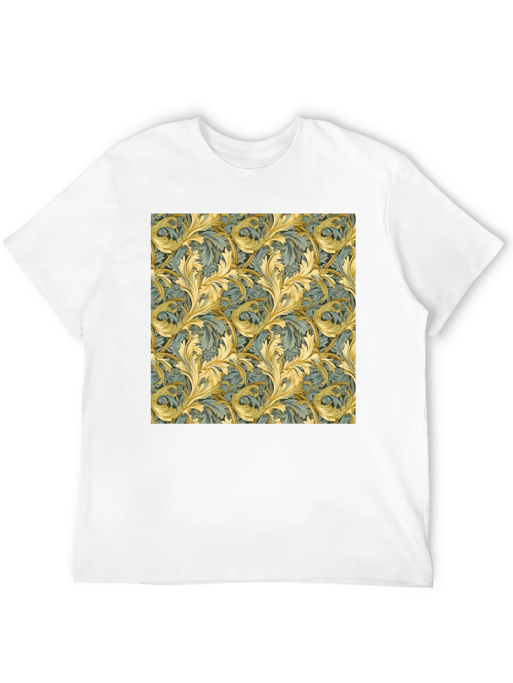 Ornate Leaf Pattern Black T-Shirt