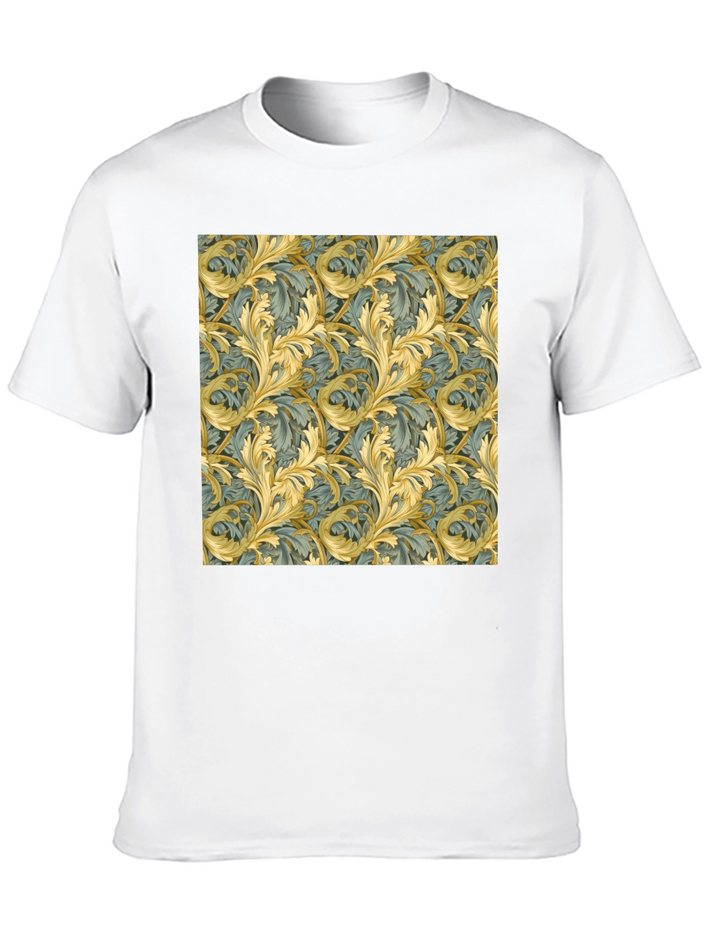 Ornate Leaf Pattern Black T-Shirt