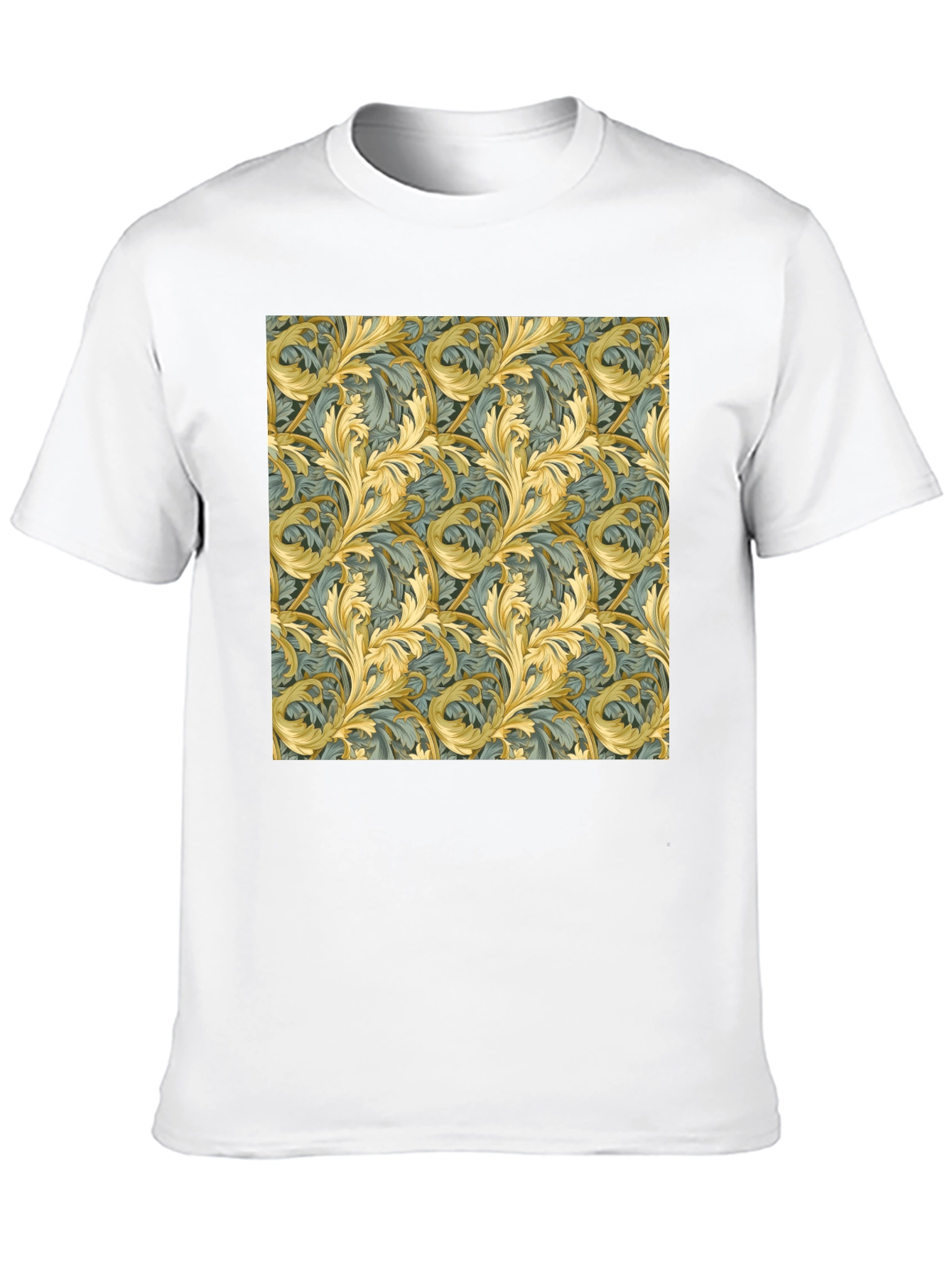 Ornate Leaf Pattern Black T-Shirt