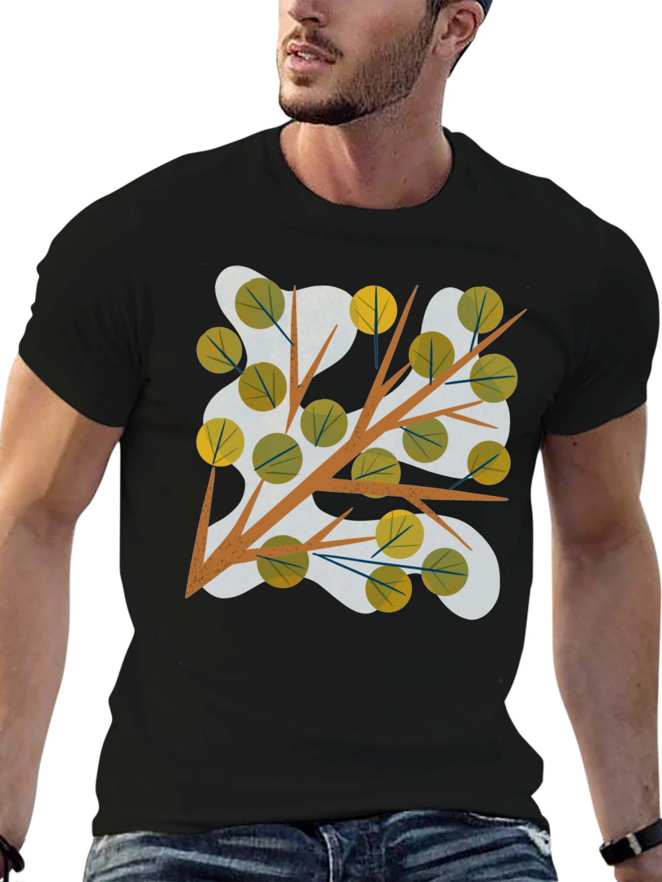 Abstract Tree Branch Graphic Tee - Modern Style