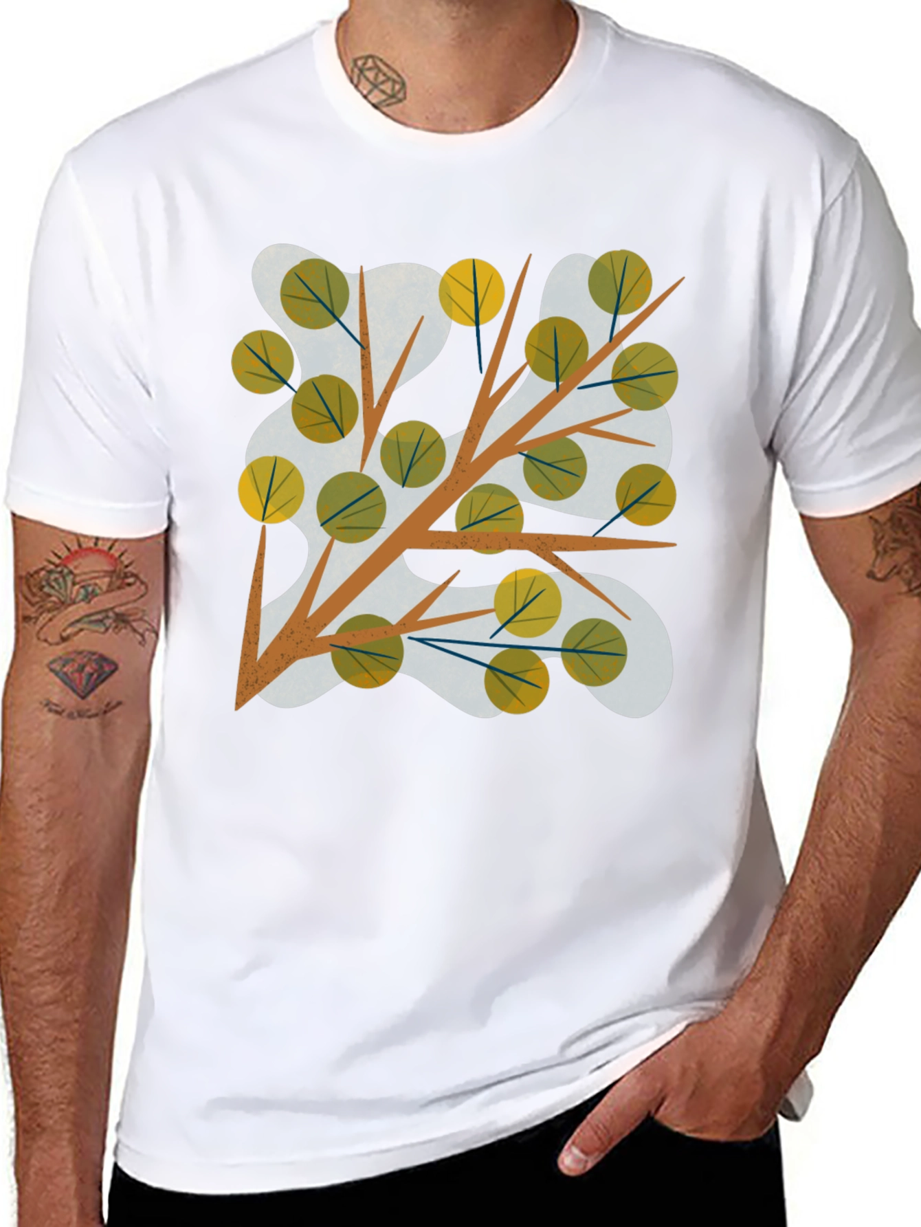 Abstract Tree Branch Graphic Tee - Modern Style
