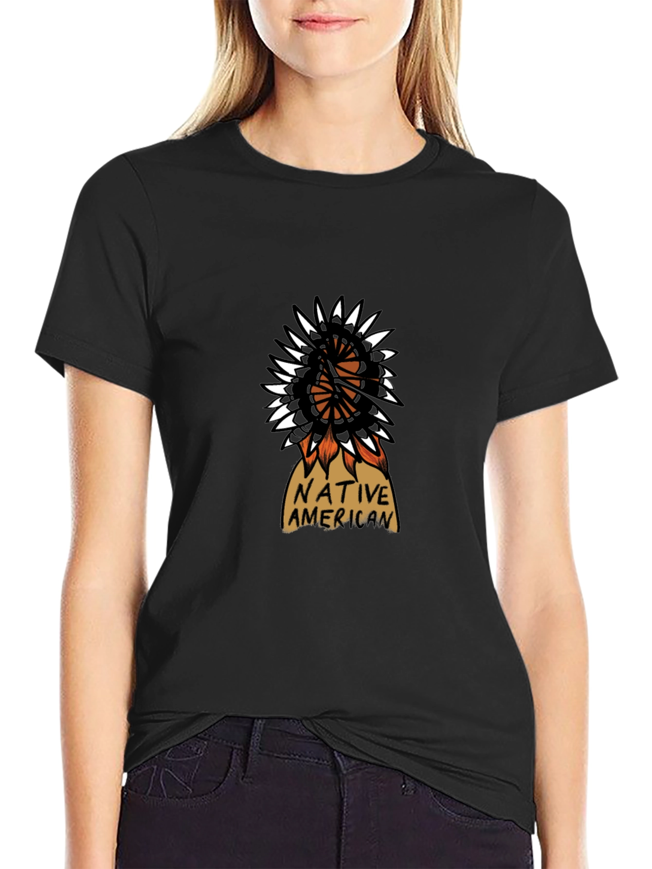 Native American Design Black T-Shirt