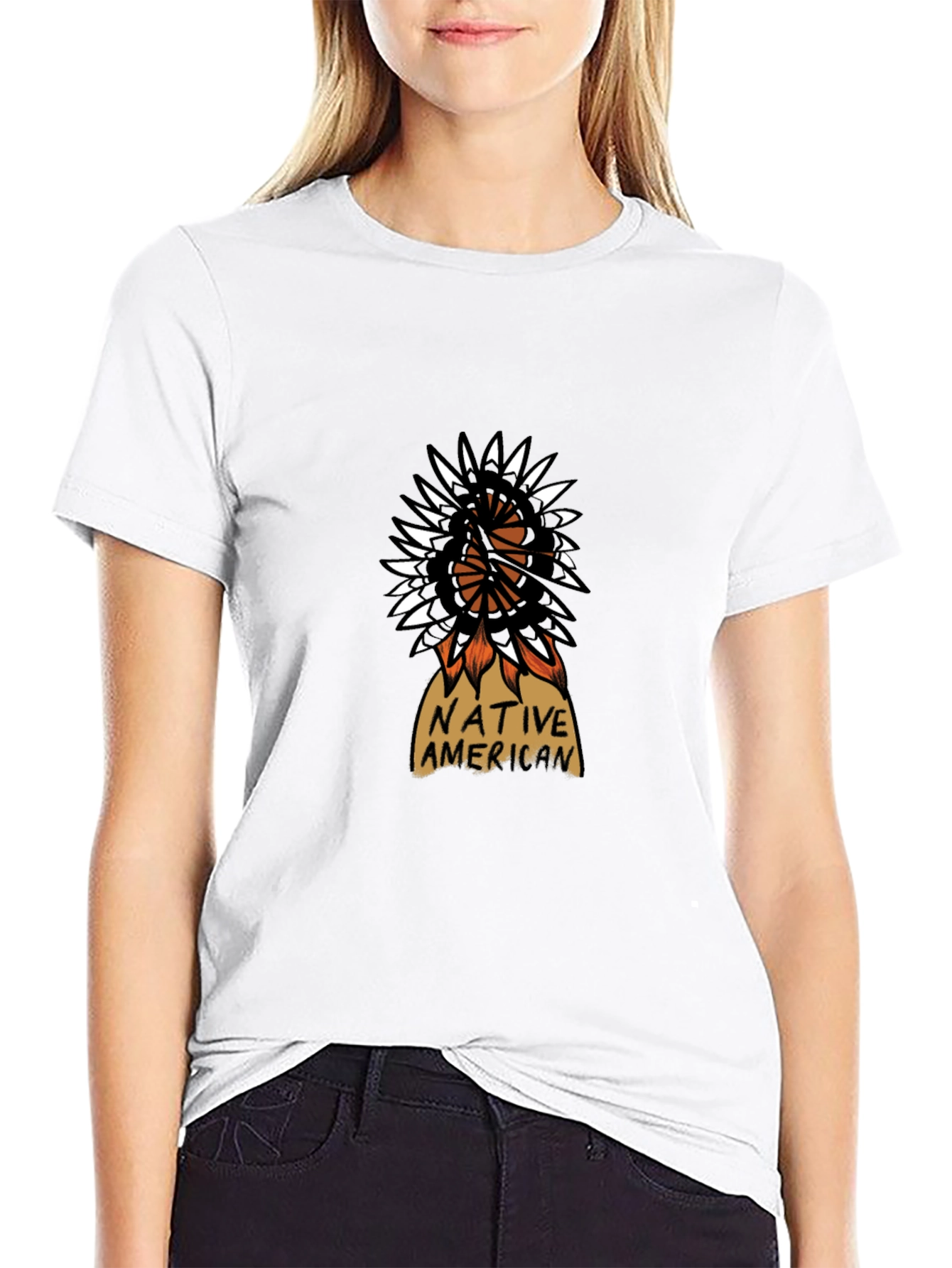 Native American Design Black T-Shirt