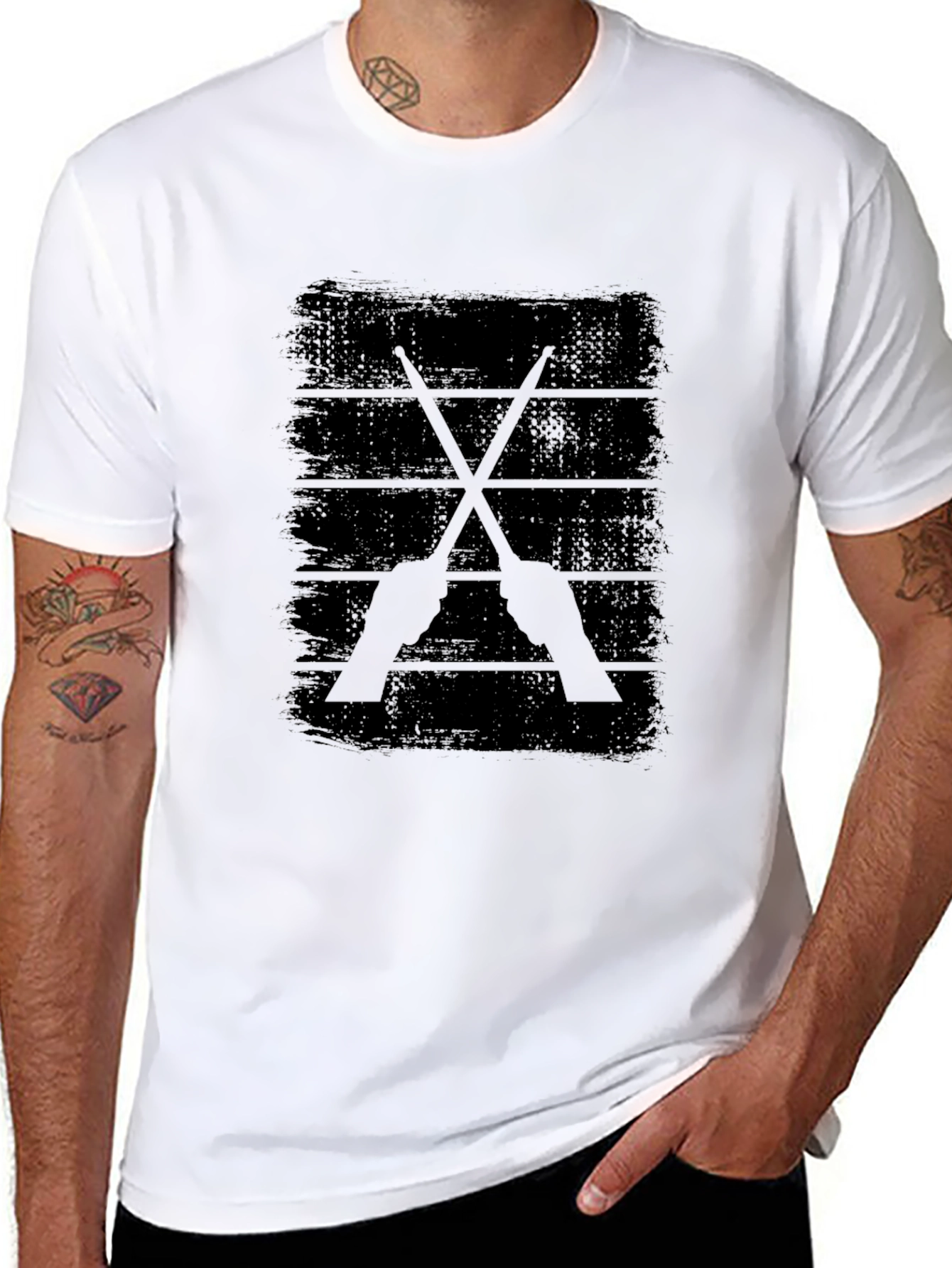 Drum Sticks Graphic Tee - Rock Band Shirt