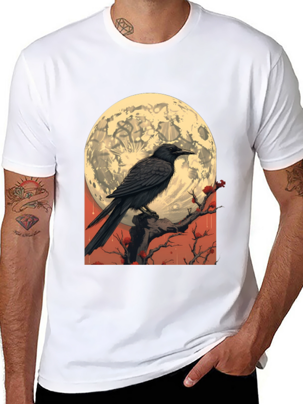 Raven Moon T-Shirt - Gothic Lunar Design