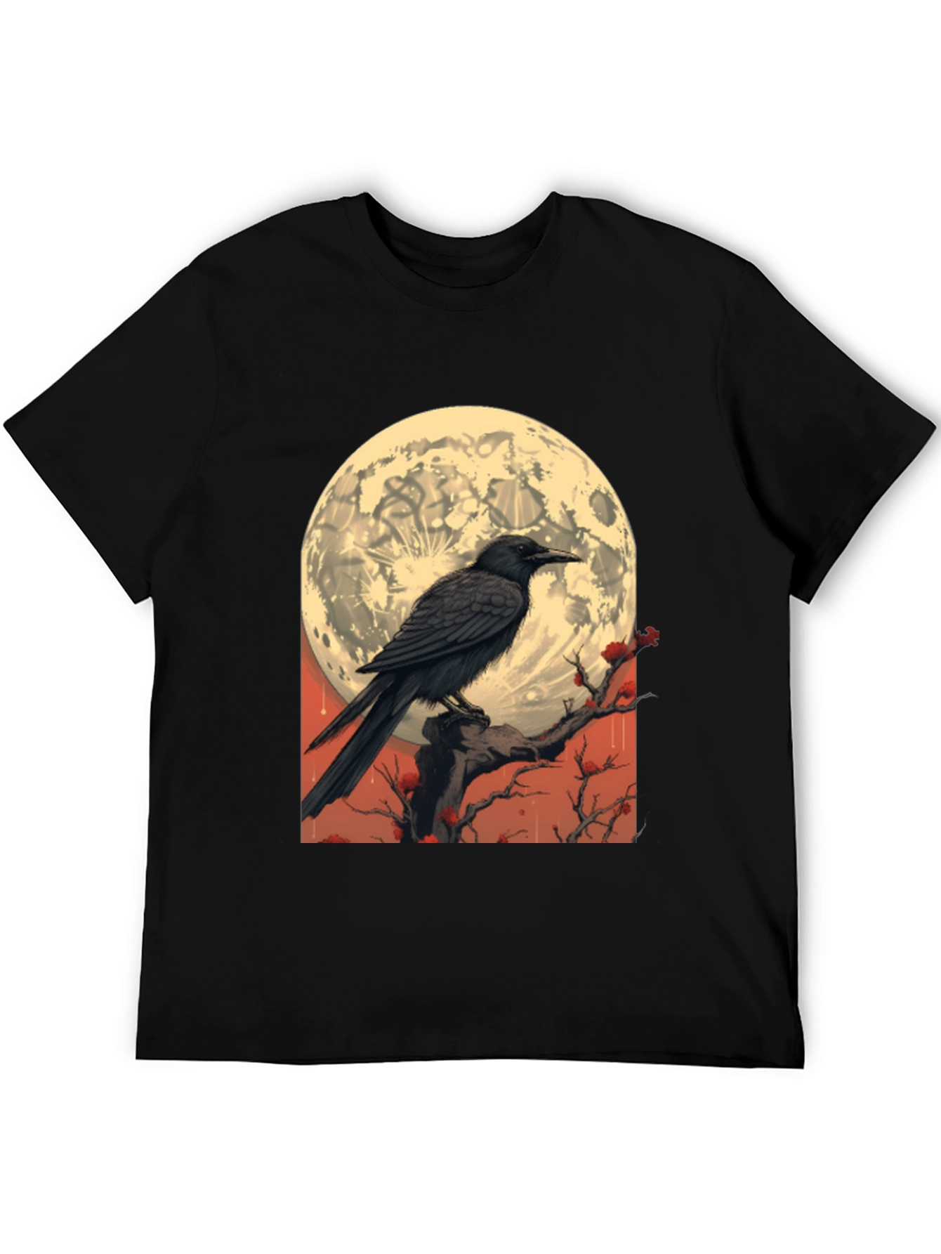Raven Moon T-Shirt - Gothic Lunar Design