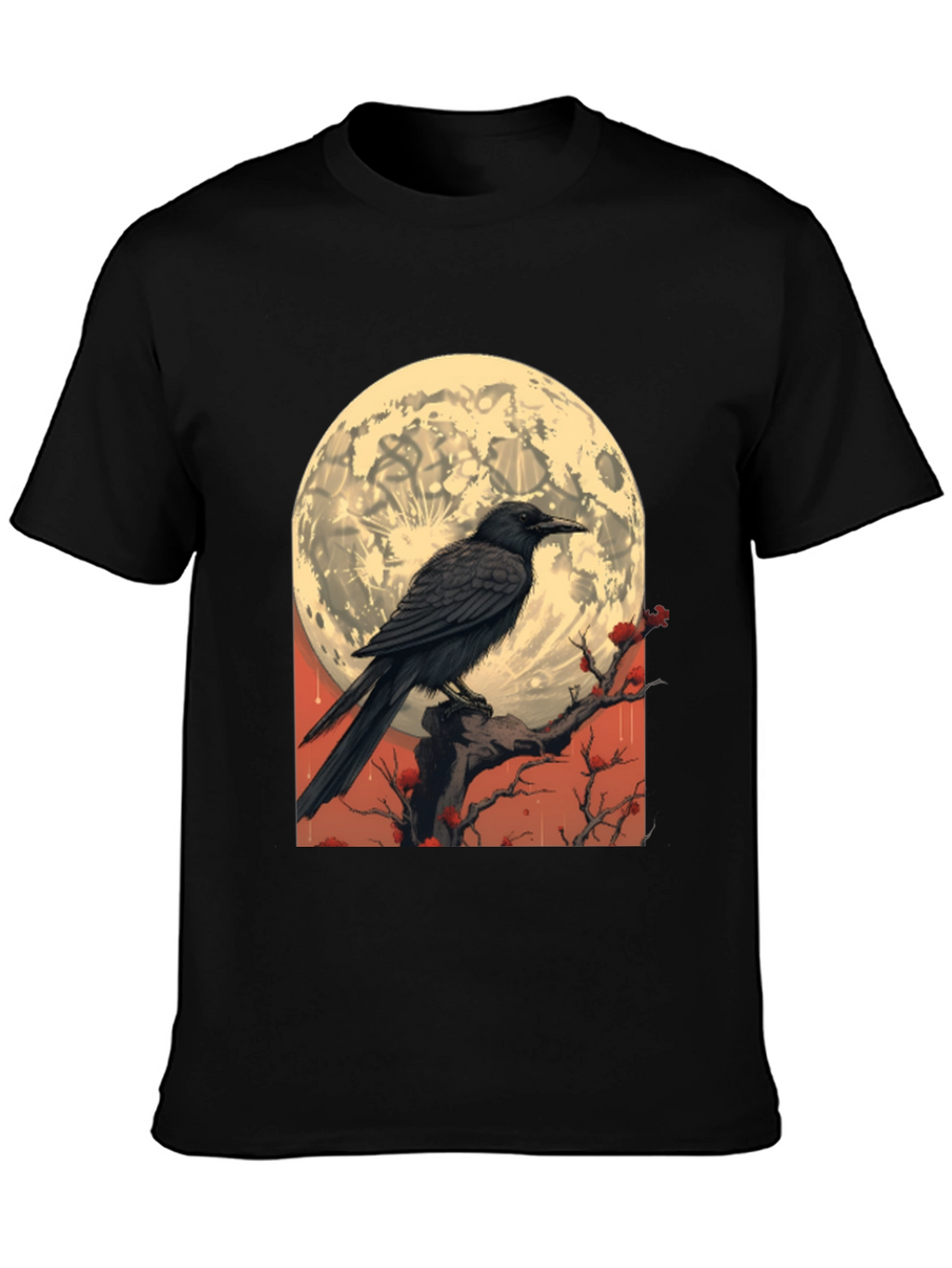 Raven Moon T-Shirt - Gothic Lunar Design