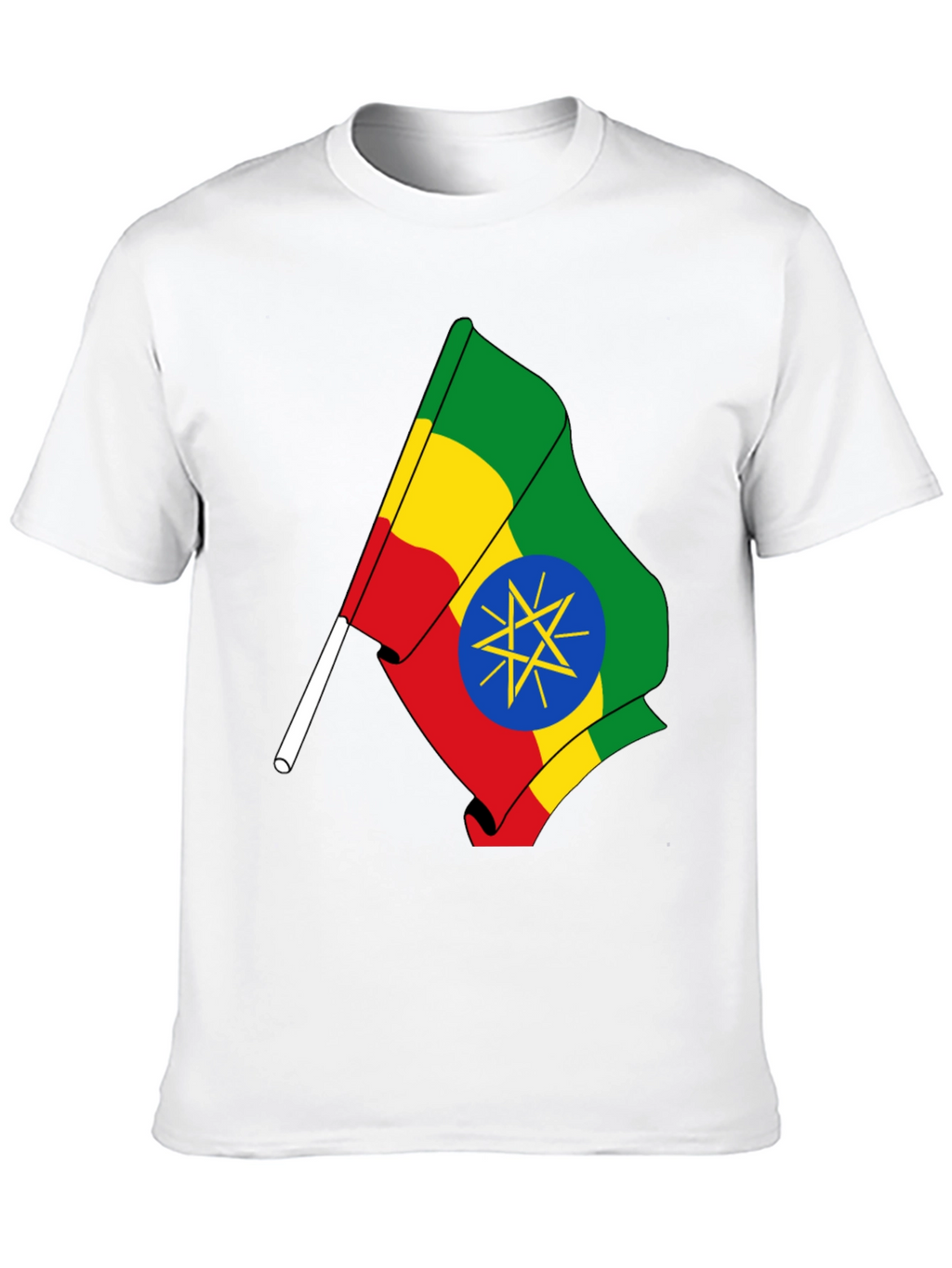 Ethiopian Flag Graphic Tee - Black Cotton T-Shirt