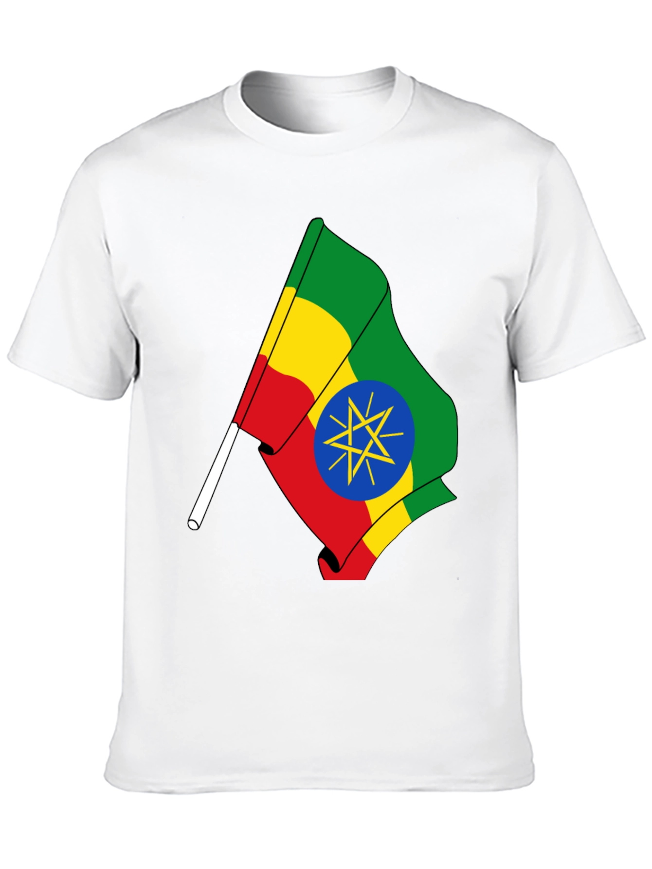 Ethiopian Flag Graphic Tee - Black Cotton T-Shirt