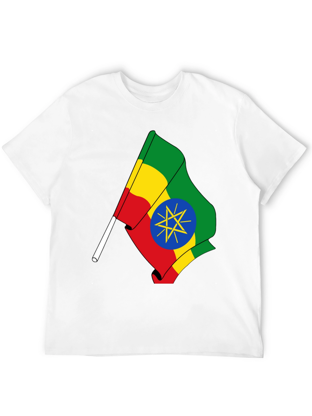 Ethiopian Flag Graphic Tee - Black Cotton T-Shirt