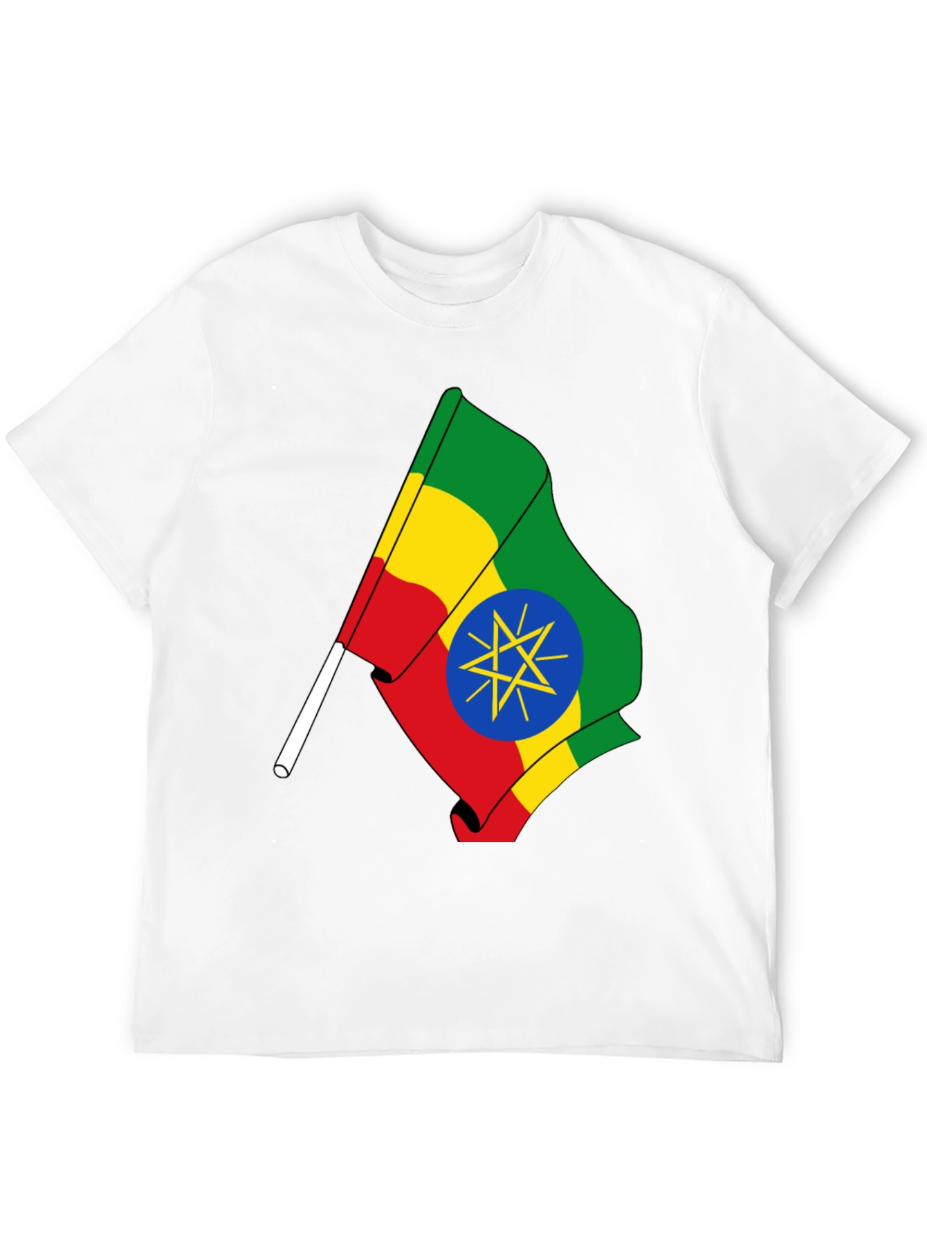Ethiopian Flag Graphic Tee - Black Cotton T-Shirt