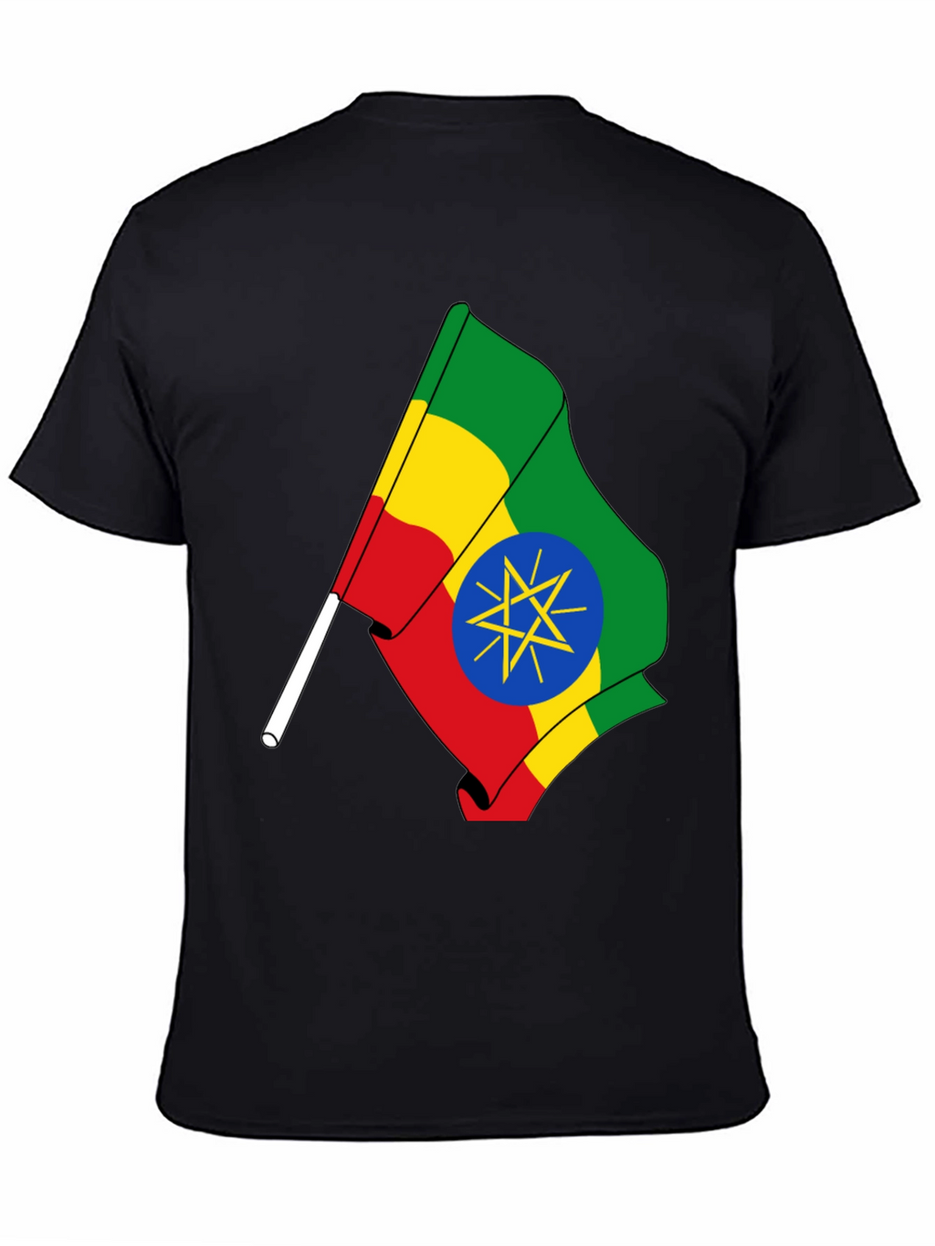 Ethiopian Flag Graphic Tee - Black Cotton T-Shirt