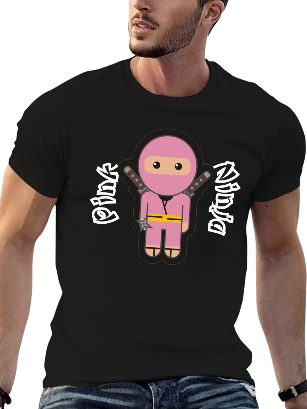 Pink Ninja Graphic T-Shirt - Funny Cartoon Tee