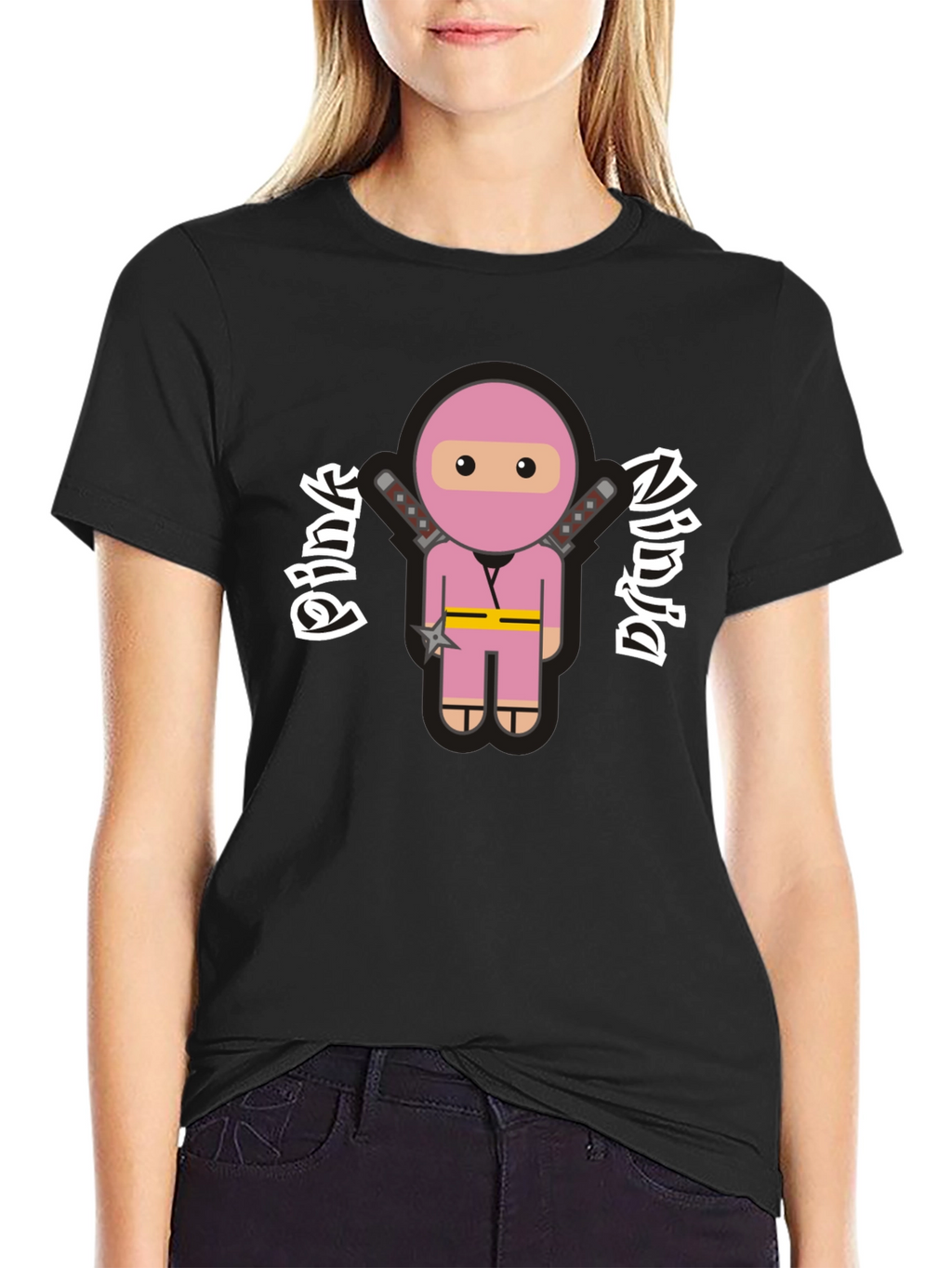 Pink Ninja Graphic T-Shirt - Funny Cartoon Tee