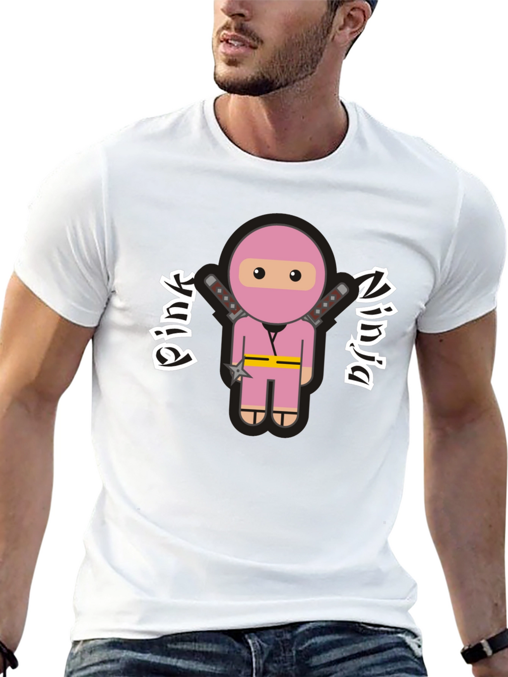 Pink Ninja Graphic T-Shirt - Funny Cartoon Tee