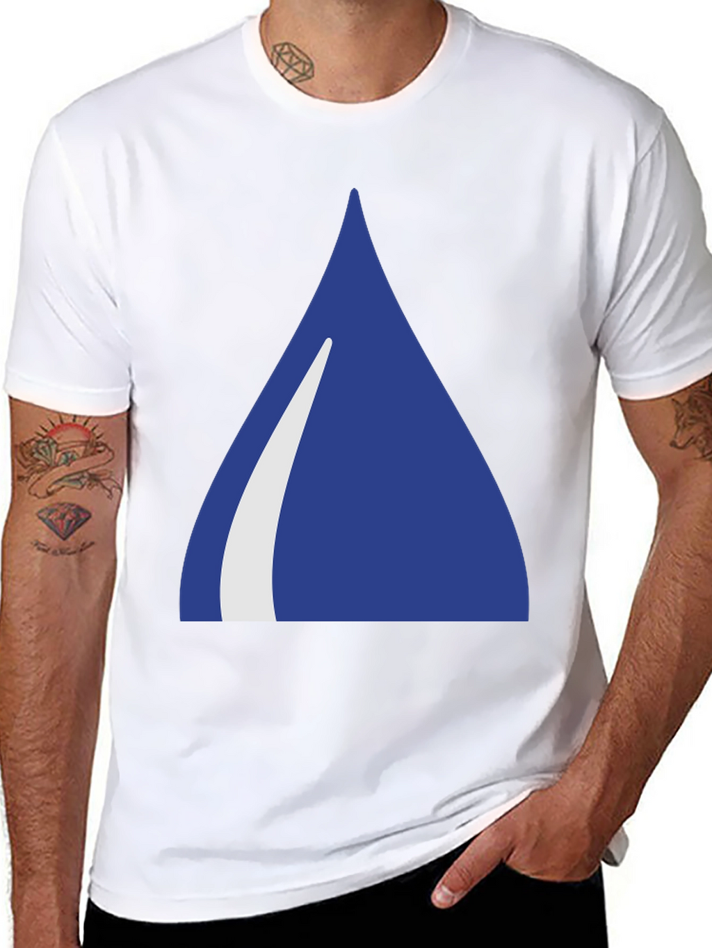 Blue Triangle Graphic Black T-Shirt