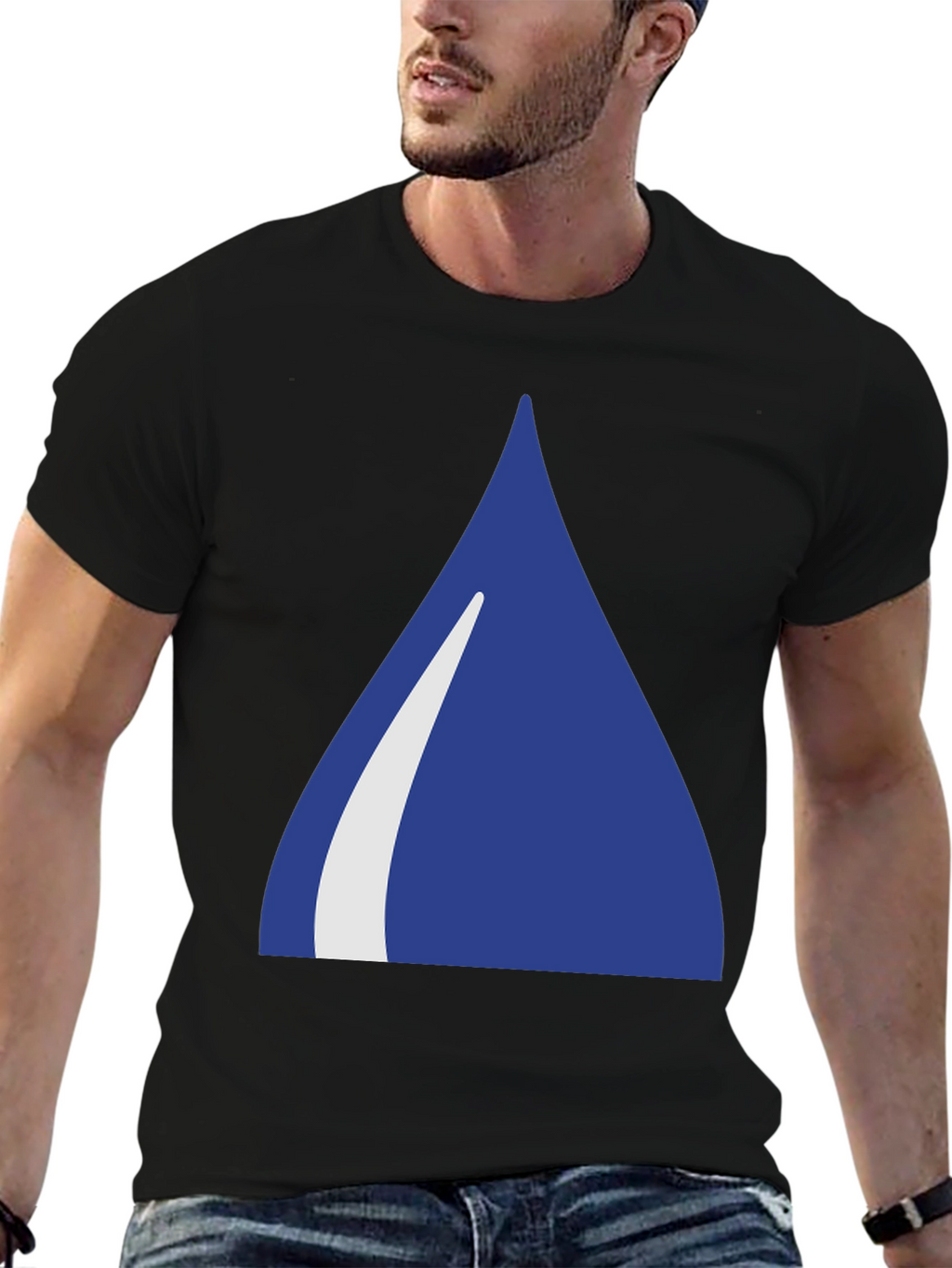 Blue Triangle Graphic Black T-Shirt