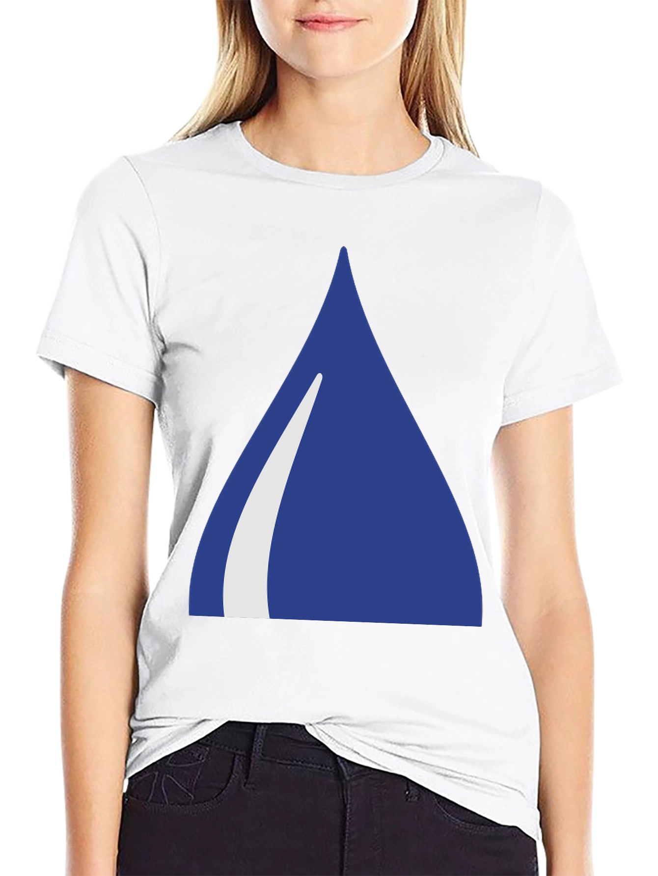 Blue Triangle Graphic Black T-Shirt
