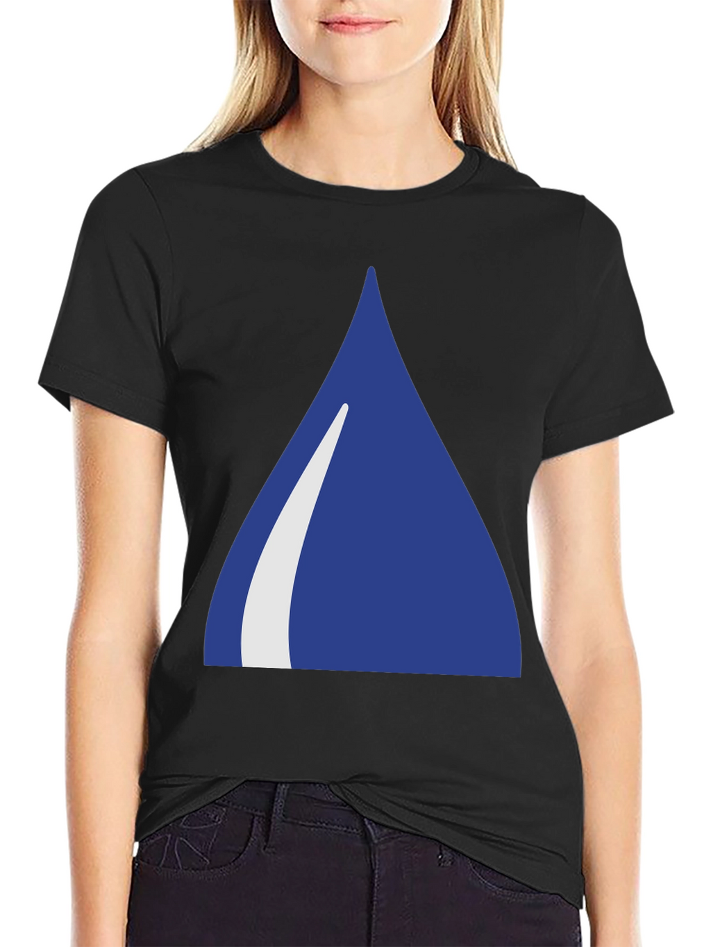 Blue Triangle Graphic Black T-Shirt