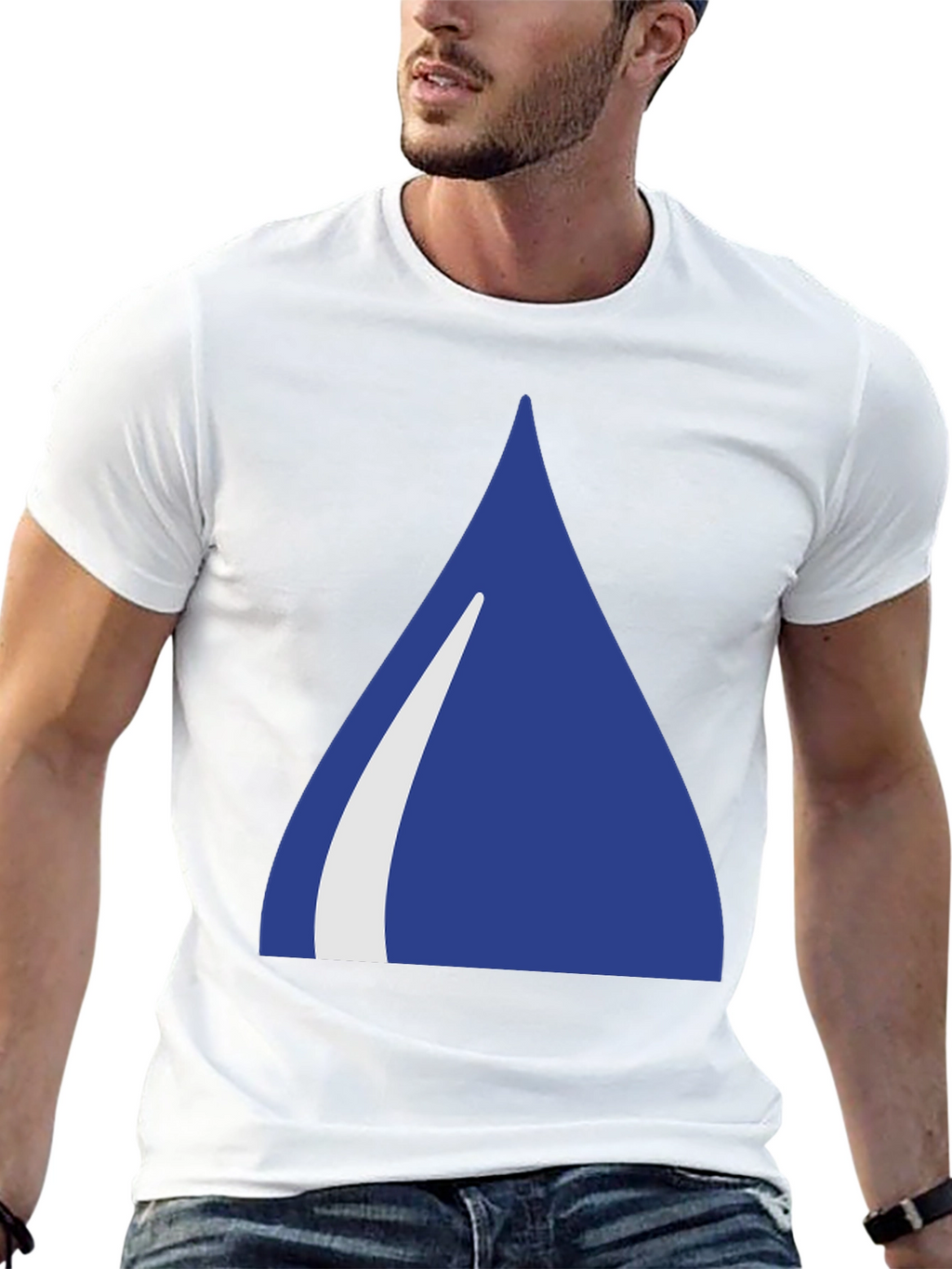 Blue Triangle Graphic Black T-Shirt