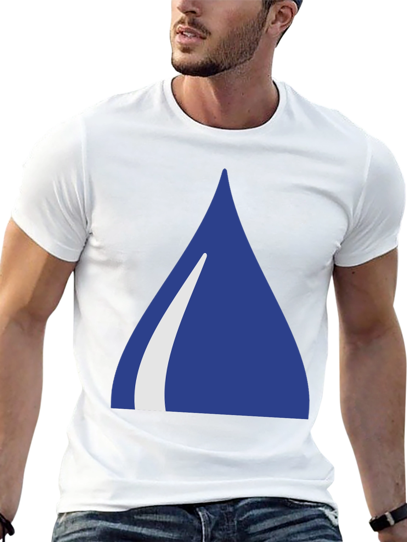 Blue Triangle Graphic Black T-Shirt