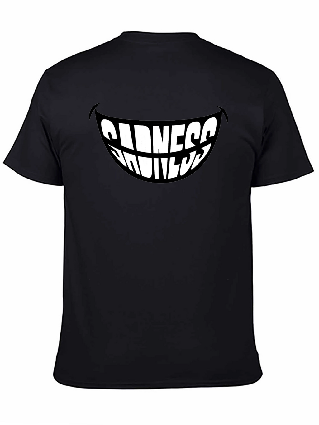 Sadness Smiles Graphic T-Shirt - Black Stylish Mens Tee