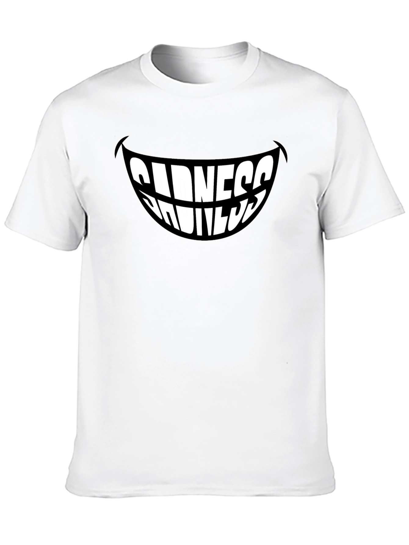 Sadness Smiles Graphic T-Shirt - Black Stylish Mens Tee