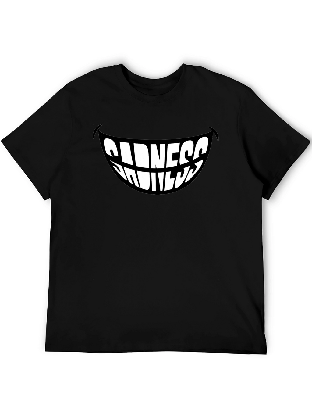 Sadness Smiles Graphic T-Shirt - Black Stylish Mens Tee