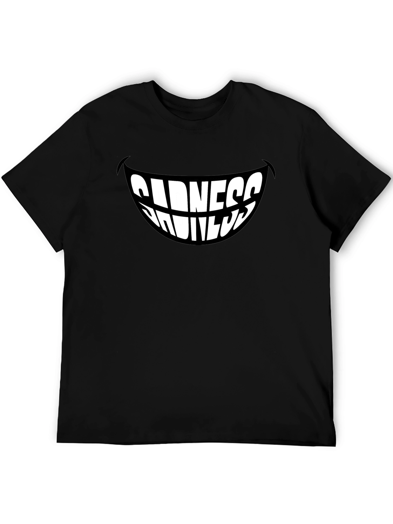 Sadness Smiles Graphic T-Shirt - Black Stylish Mens Tee