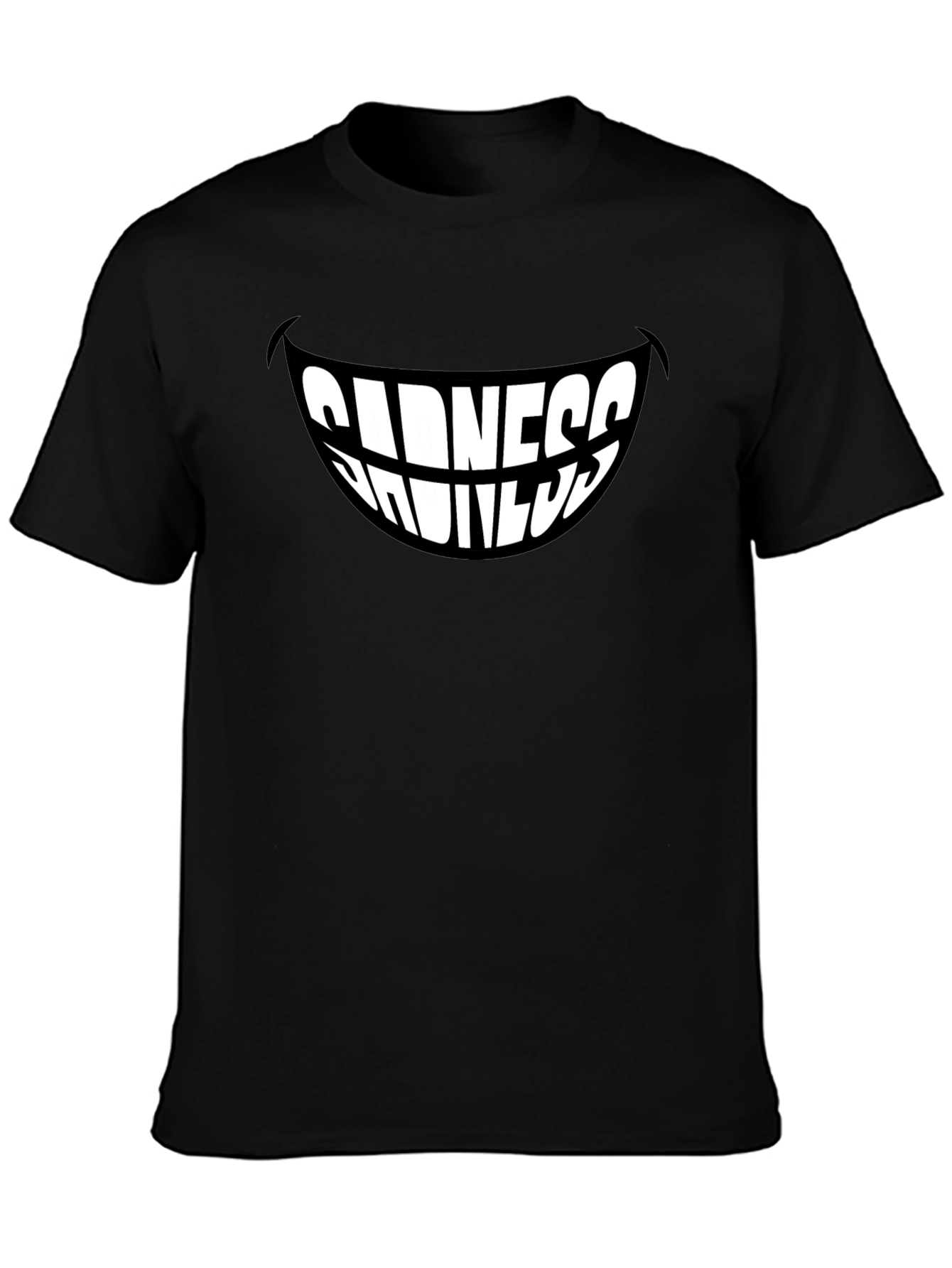 Sadness Smiles Graphic T-Shirt - Black Stylish Mens Tee