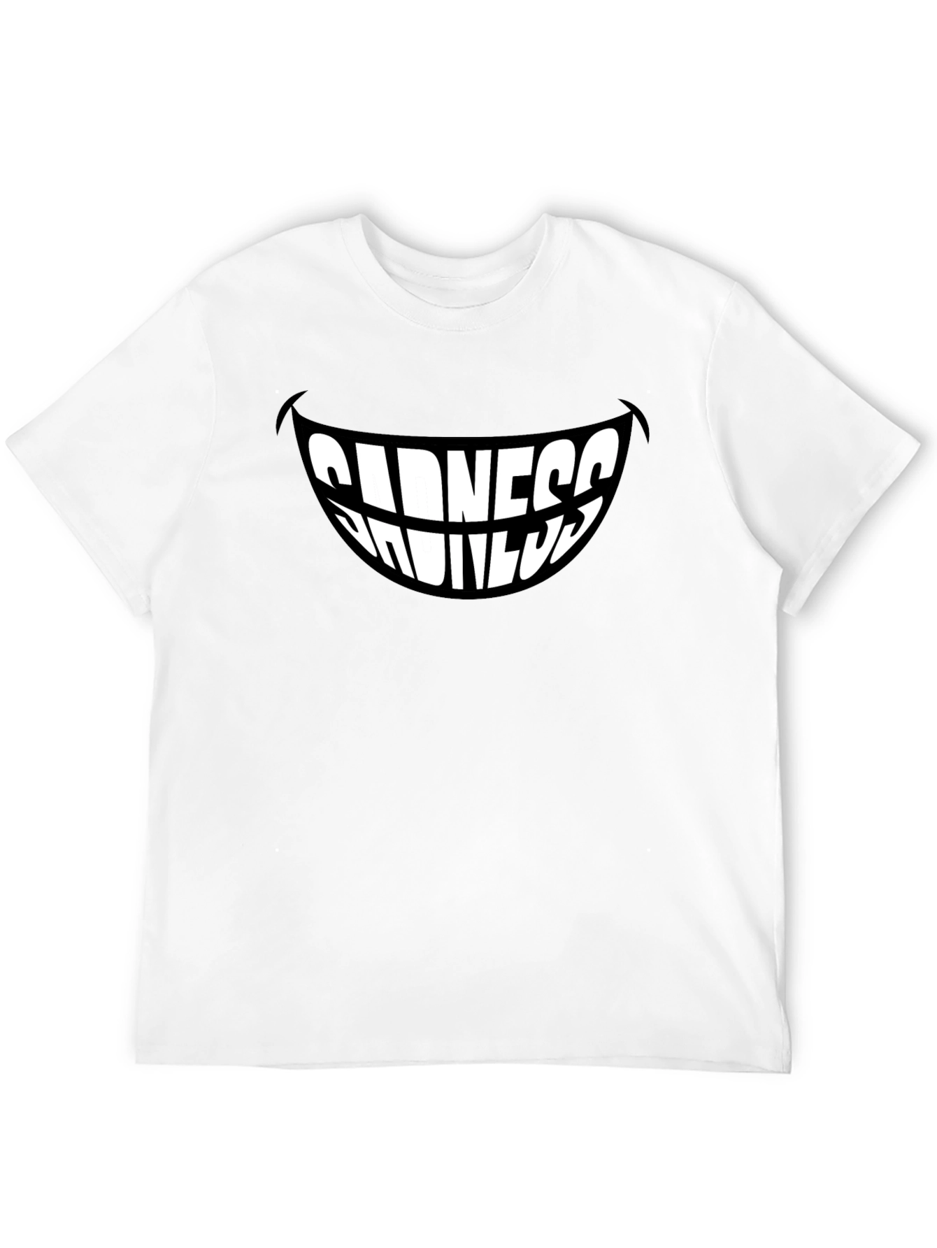 Sadness Smiles Graphic T-Shirt - Black Stylish Mens Tee