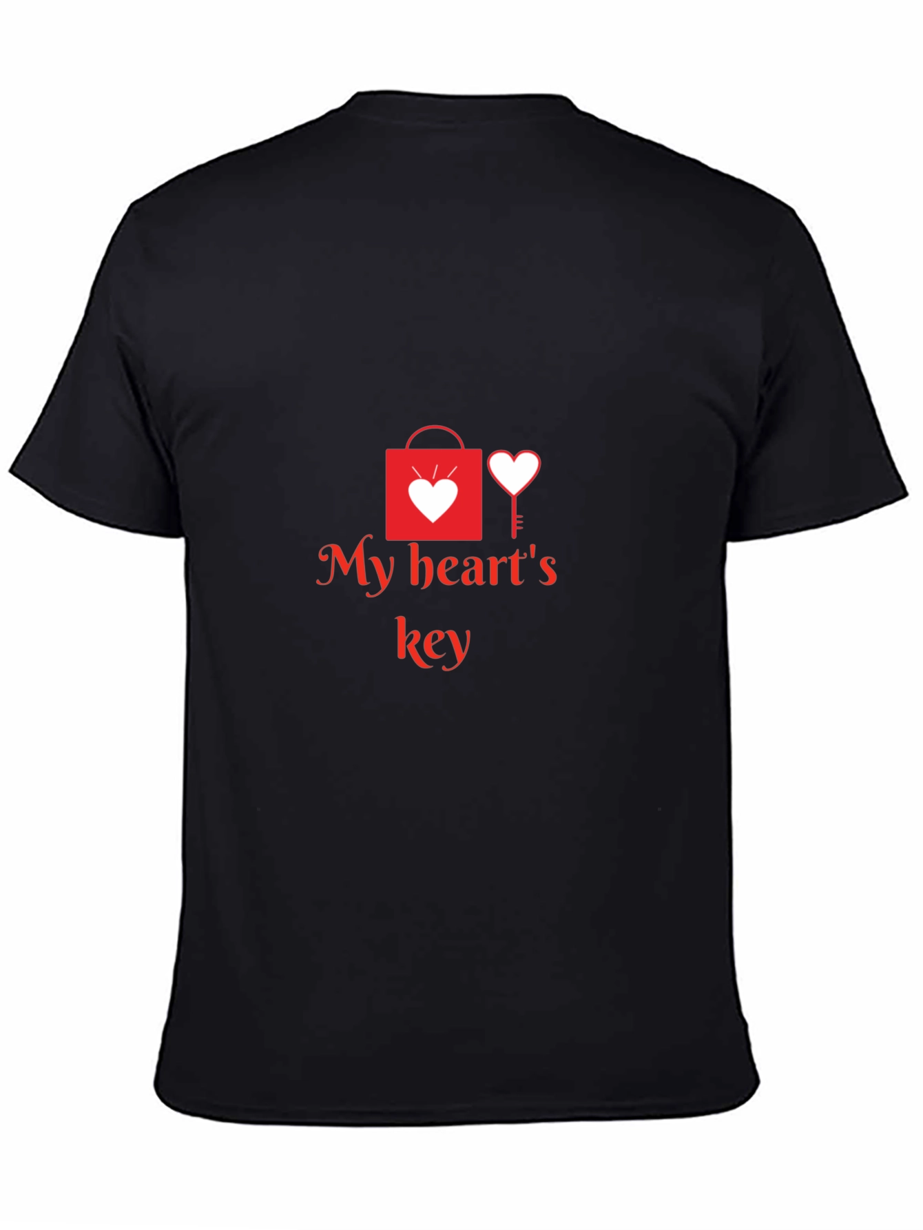 My Hearts Key Graphic Tee - Black Casual T-Shirt