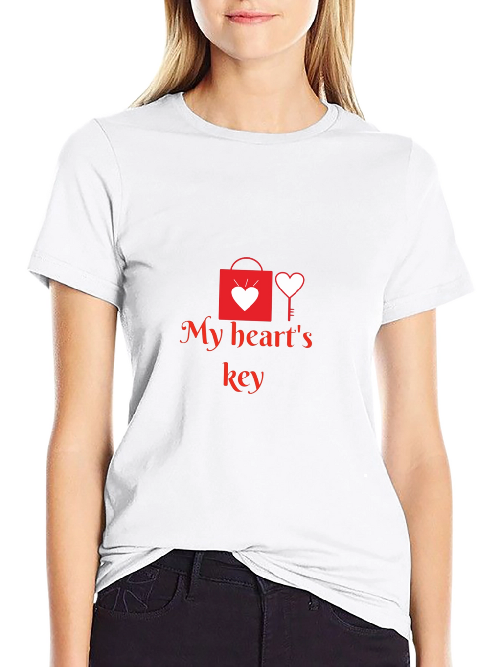My Hearts Key Graphic Tee - Black Casual T-Shirt