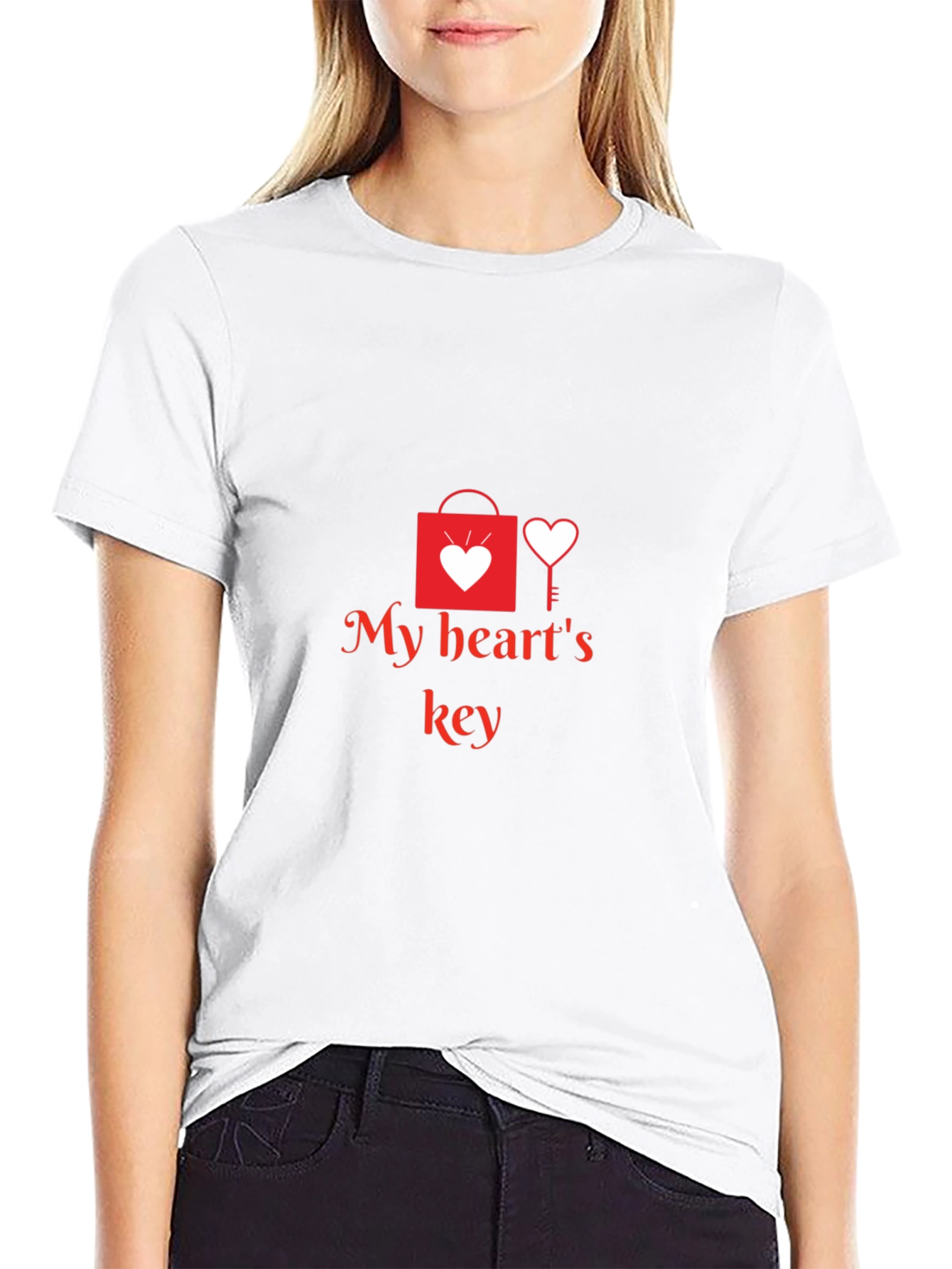 My Hearts Key Graphic Tee - Black Casual T-Shirt