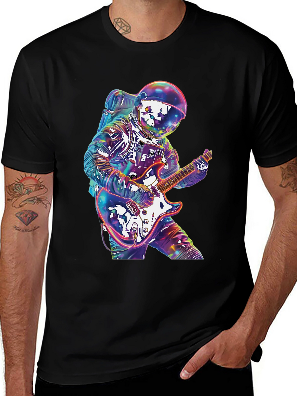 Astronaut Guitarist Graphic Tee - Rock Out in Space!