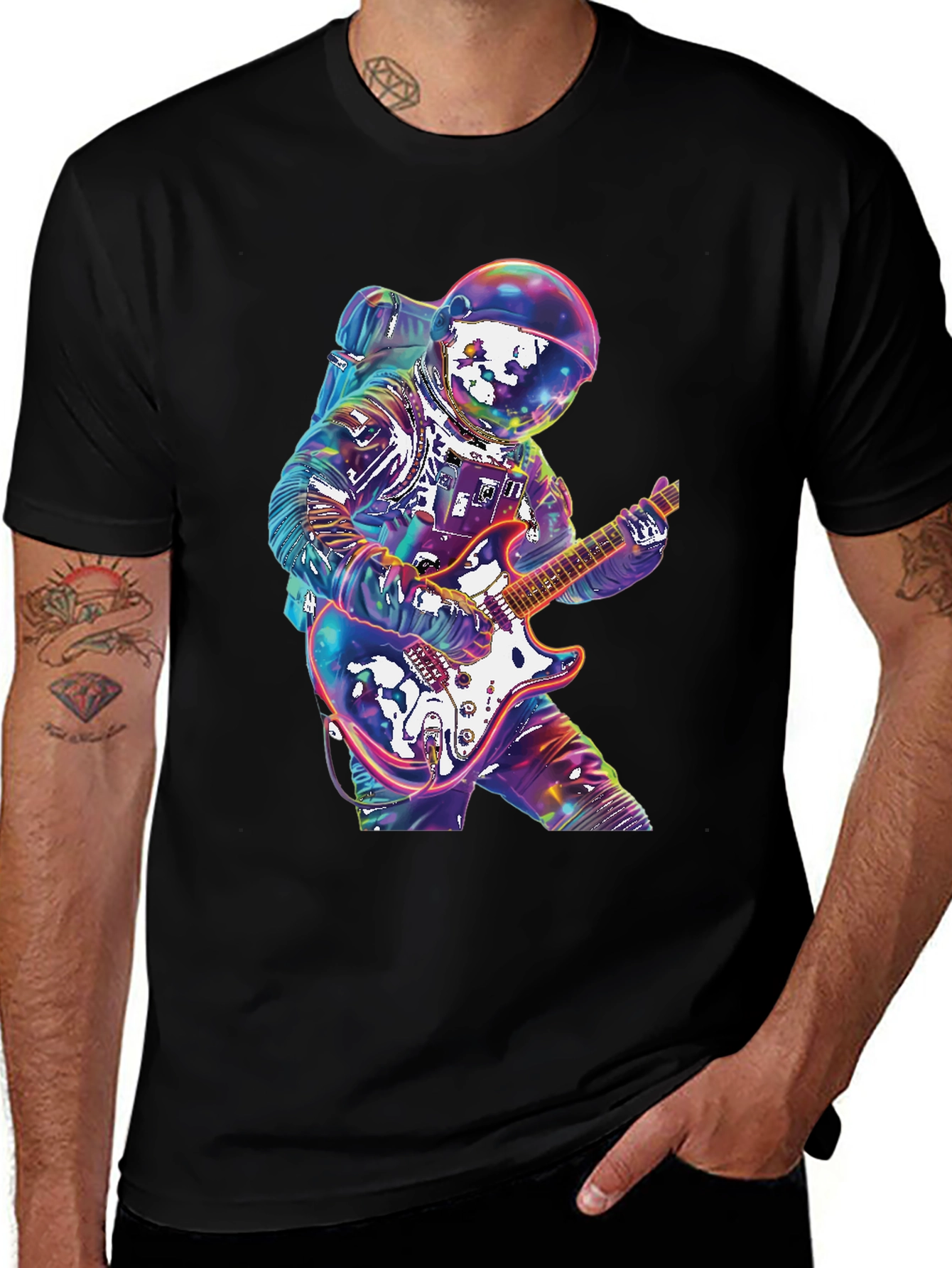 Astronaut Guitarist Graphic Tee - Rock Out in Space!