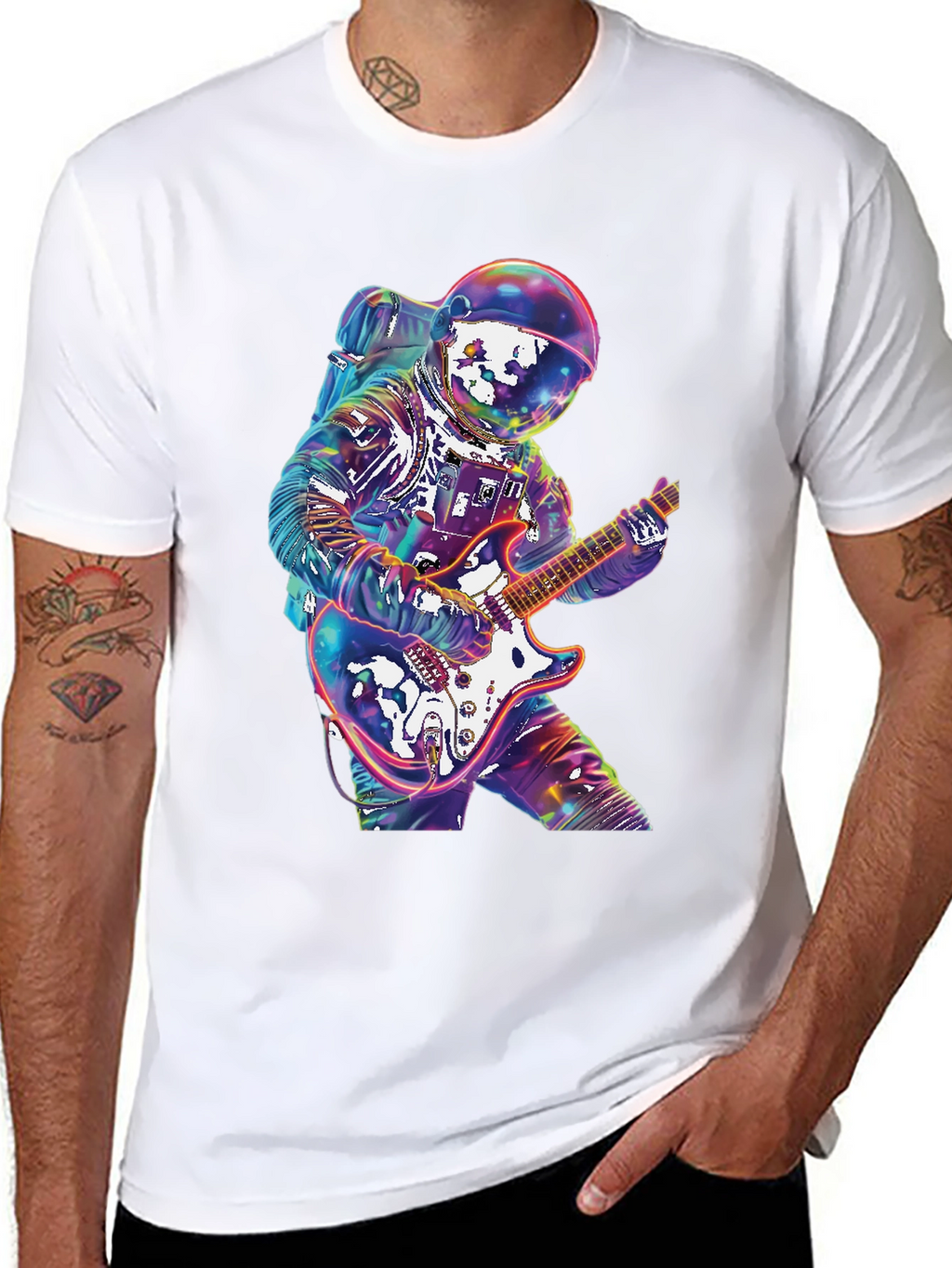 Astronaut Guitarist Graphic Tee - Rock Out in Space!