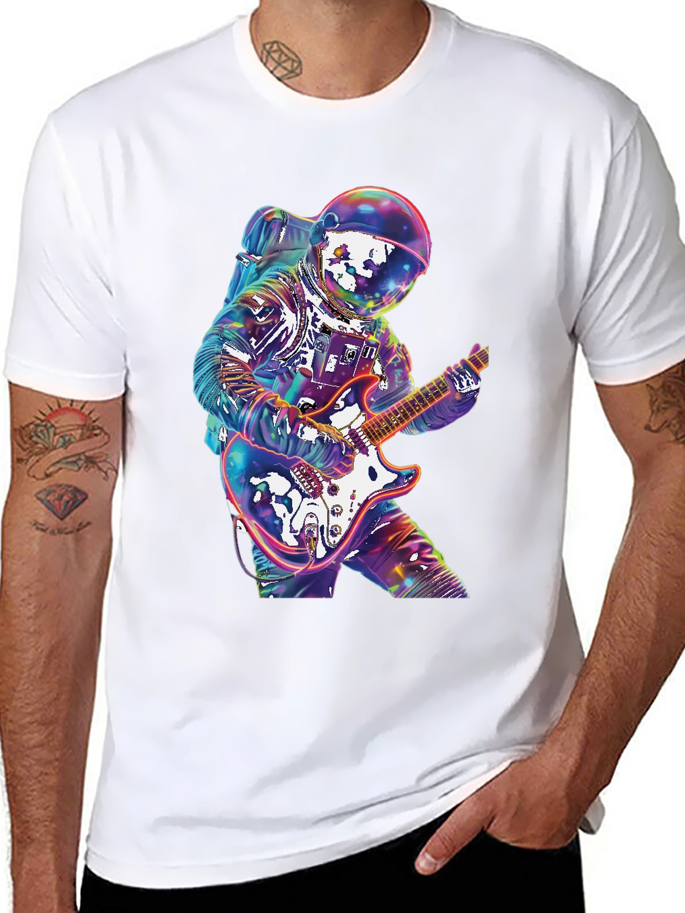 Astronaut Guitarist Graphic Tee - Rock Out in Space!