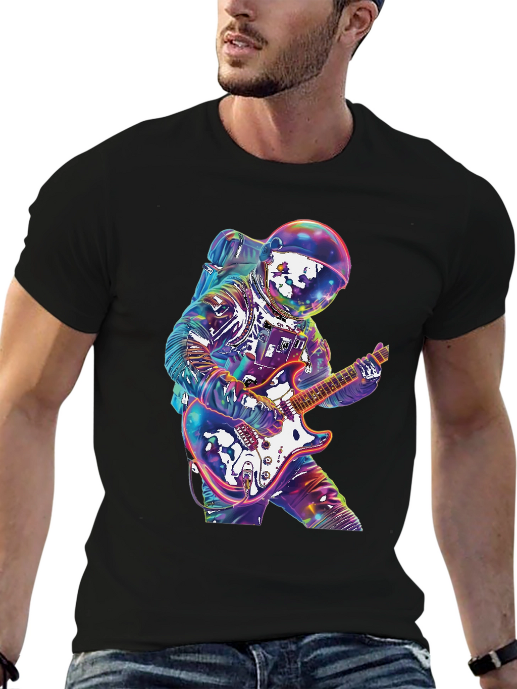 Astronaut Guitarist Graphic Tee - Rock Out in Space!