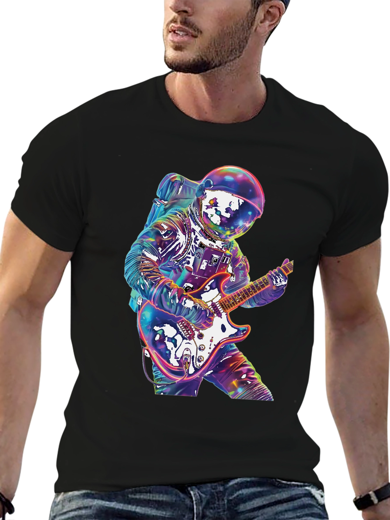 Astronaut Guitarist Graphic Tee - Rock Out in Space!