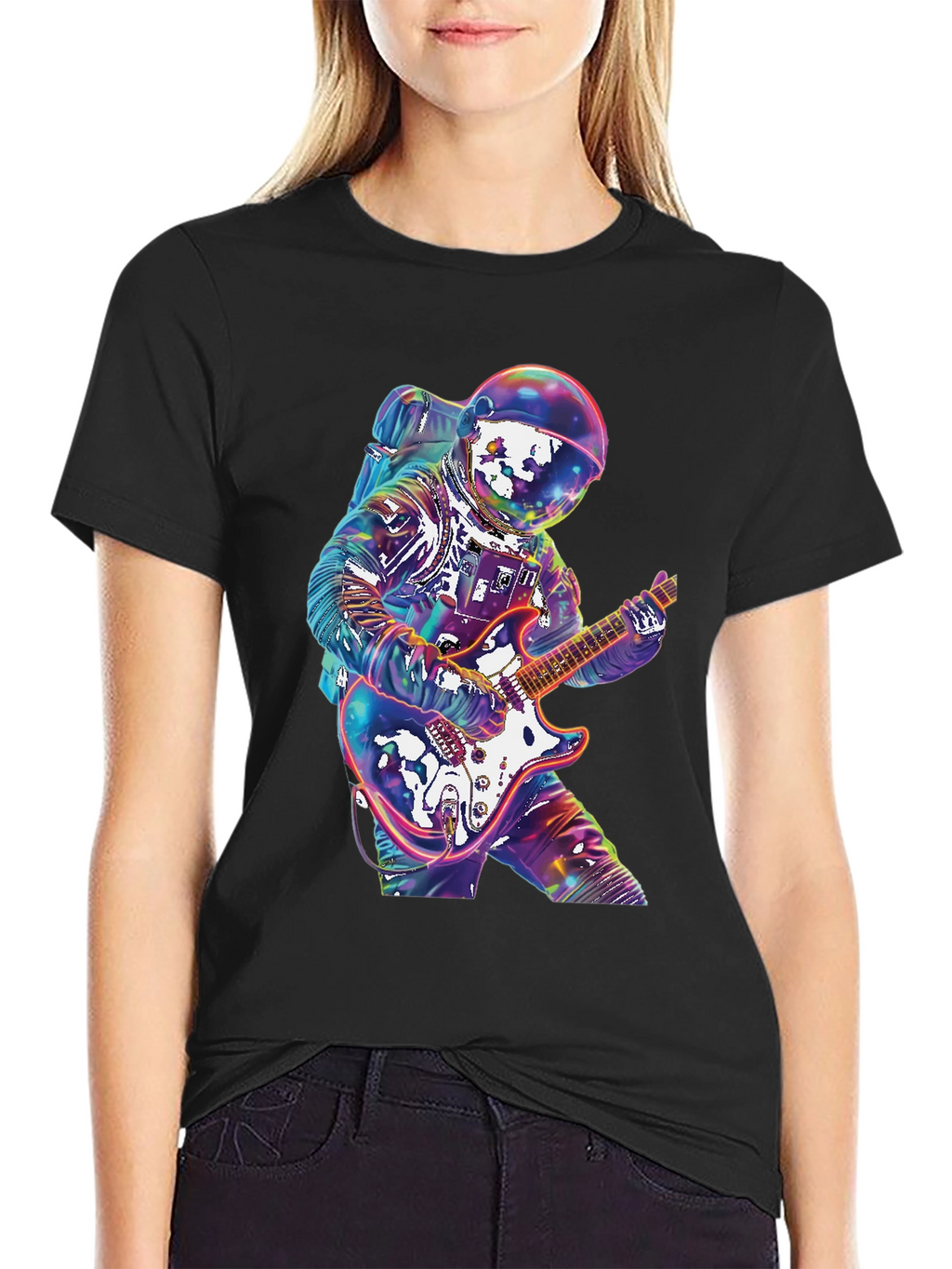 Astronaut Guitarist Graphic Tee - Rock Out in Space!