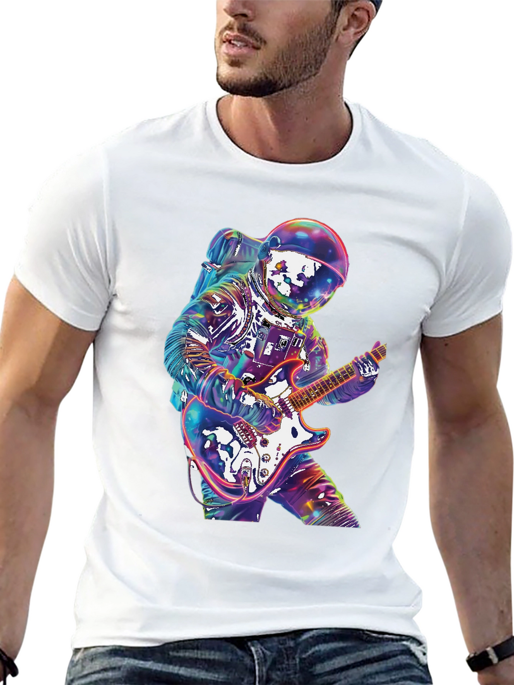 Astronaut Guitarist Graphic Tee - Rock Out in Space!