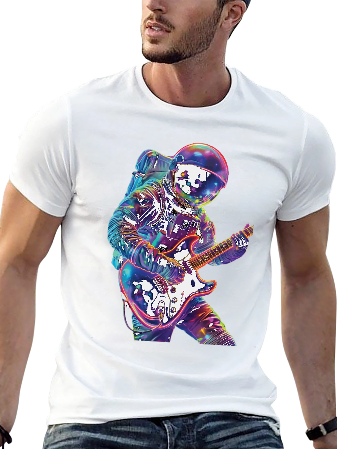 Astronaut Guitarist Graphic Tee - Rock Out in Space!