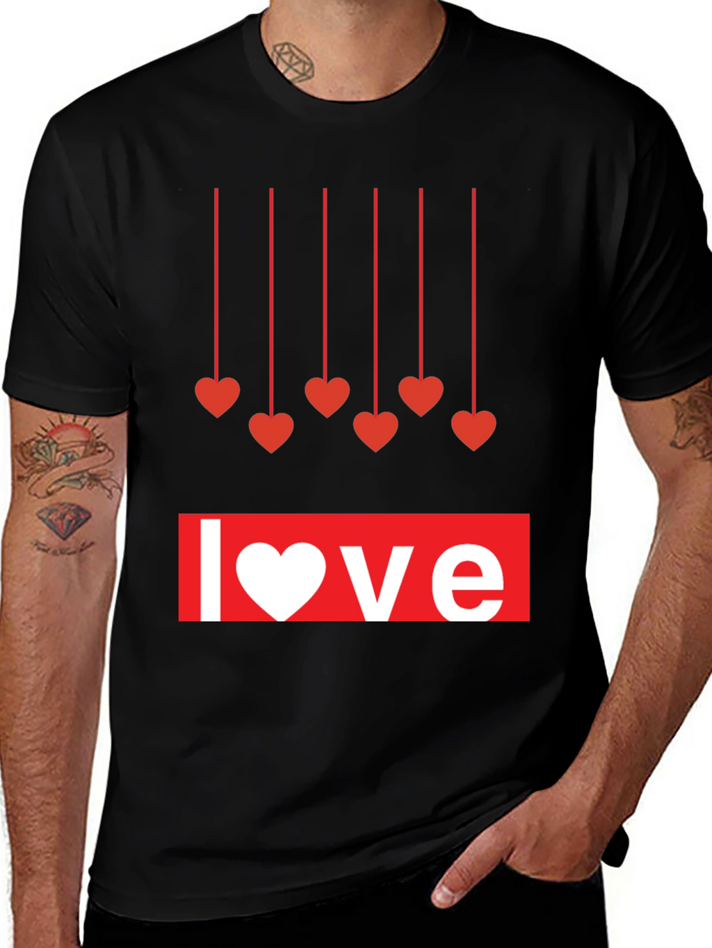 Love Heartstrings Graphic Tee - Black
