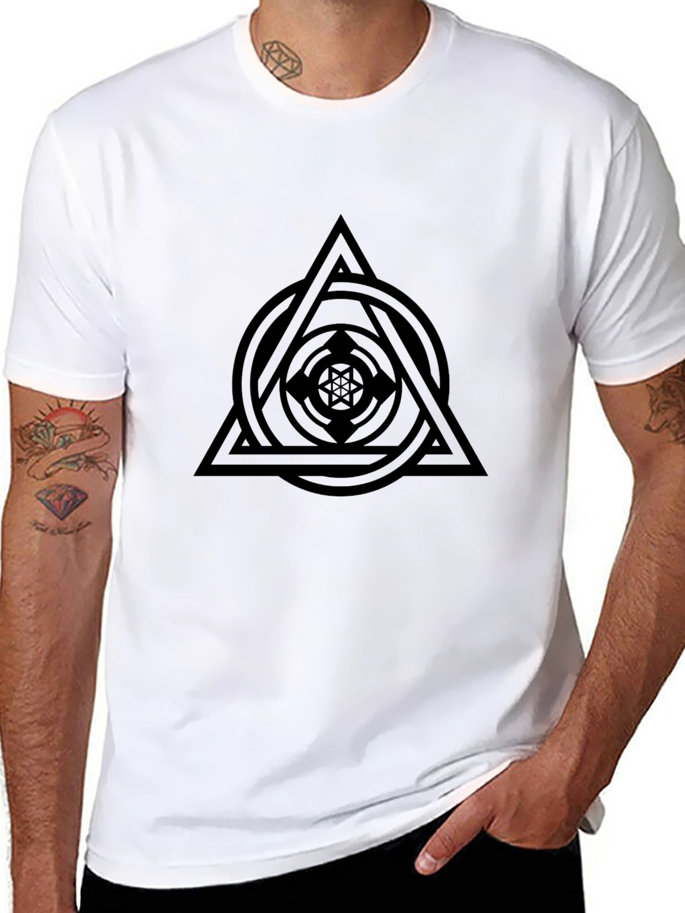 Geometric Black T-Shirt - Stylish Minimalist Design
