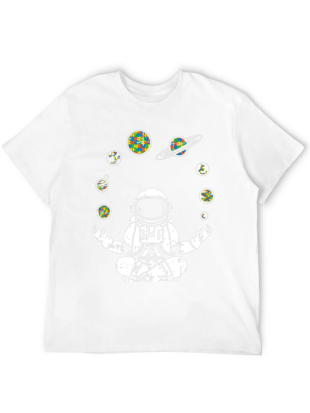 Astronaut Meditating T-Shirt Autism Awareness Planets