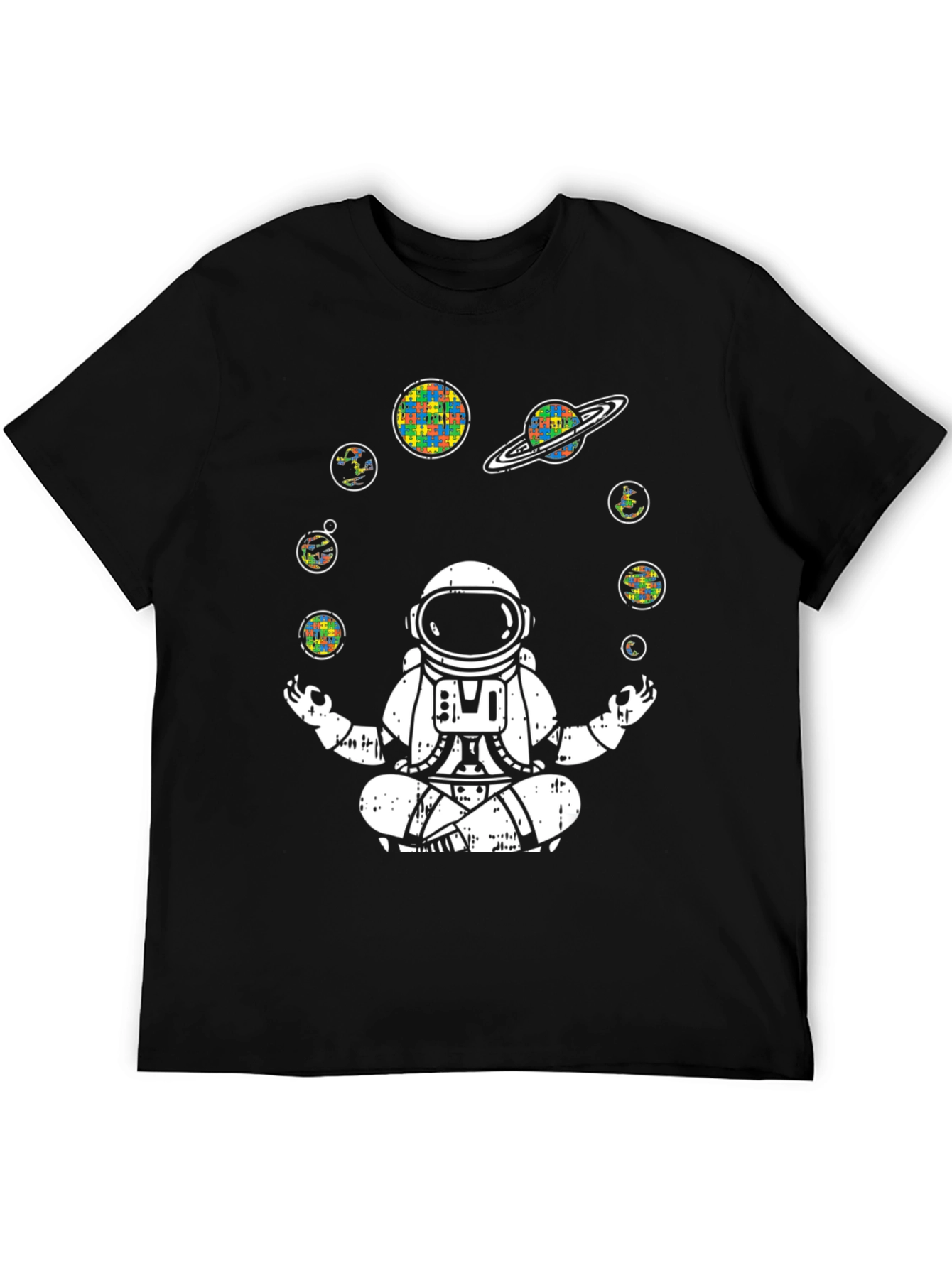 Astronaut Meditating T-Shirt Autism Awareness Planets